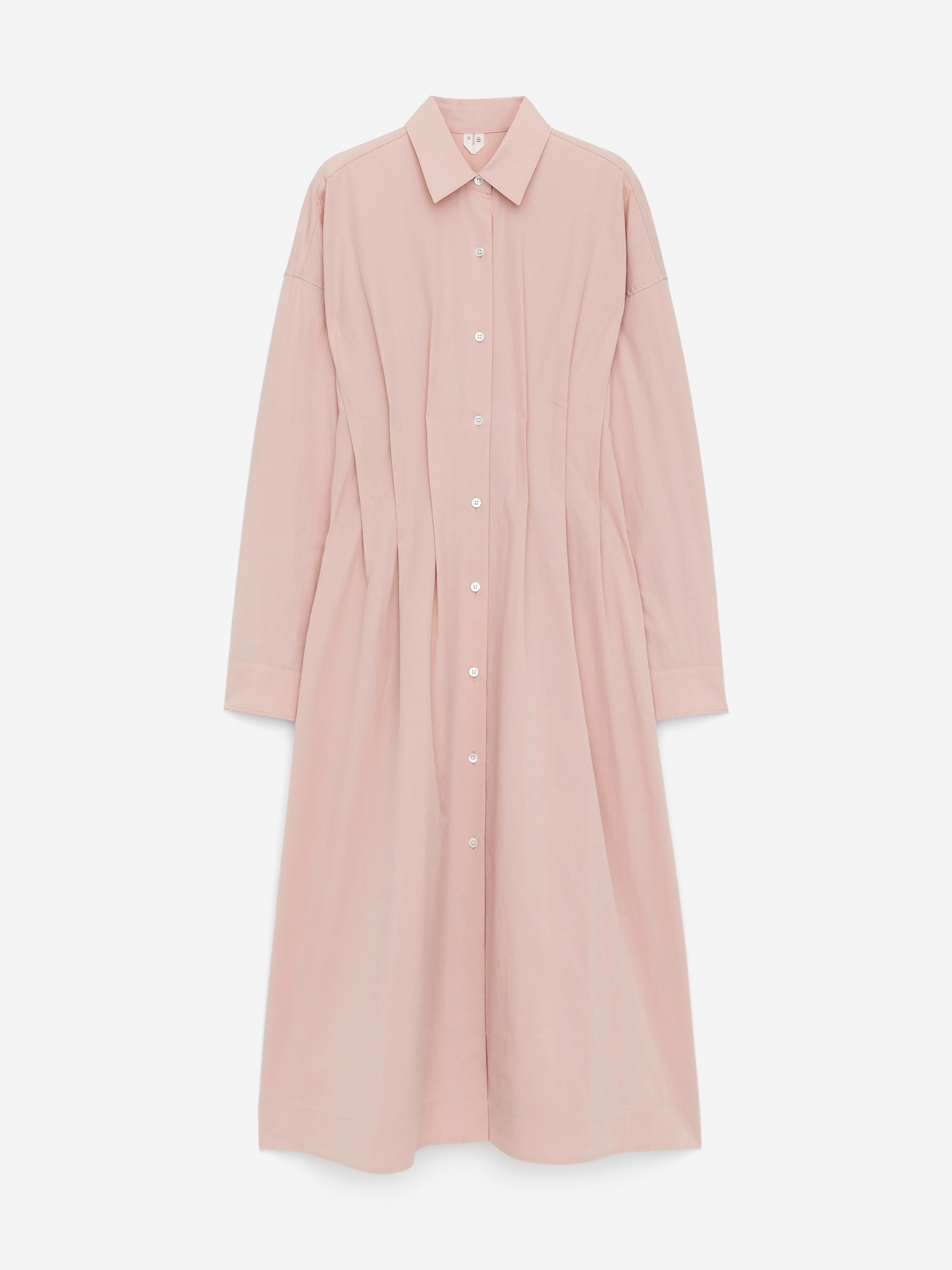 Robe-chemise plissée - Rosé poudré/Bleu foncé