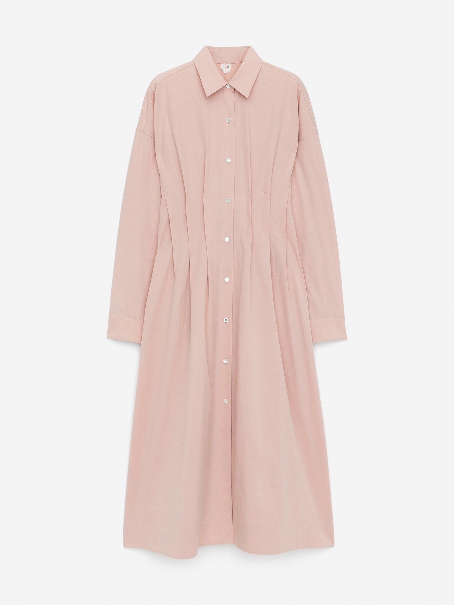 Pleated Shirt Dress - Dusty Blush/Dark Blue - 2