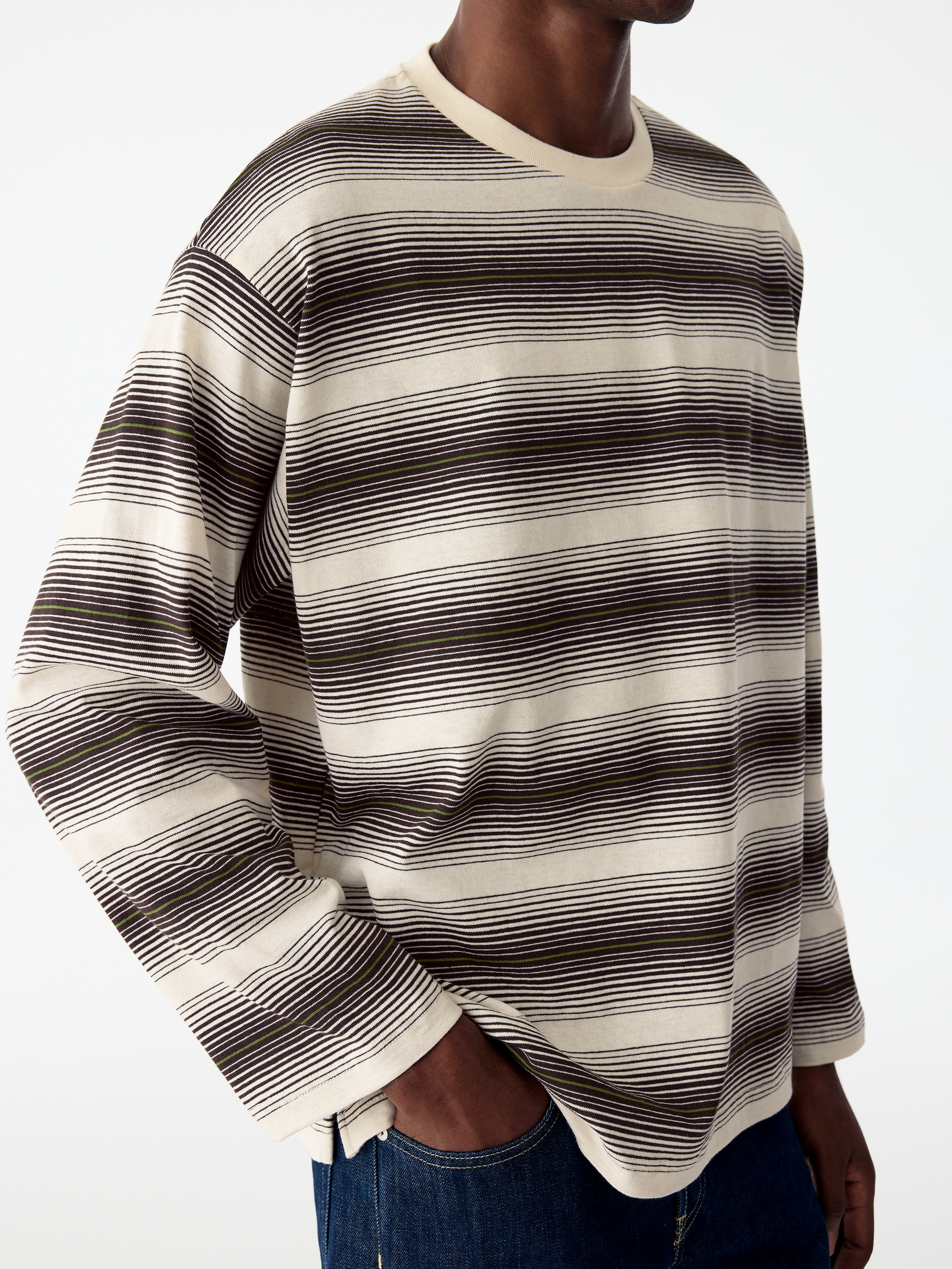 Relaxed Long-Sleeve T-Shirt - Brown/Striped - Relaxed fit - men - StillMedia/Lookbook - 3