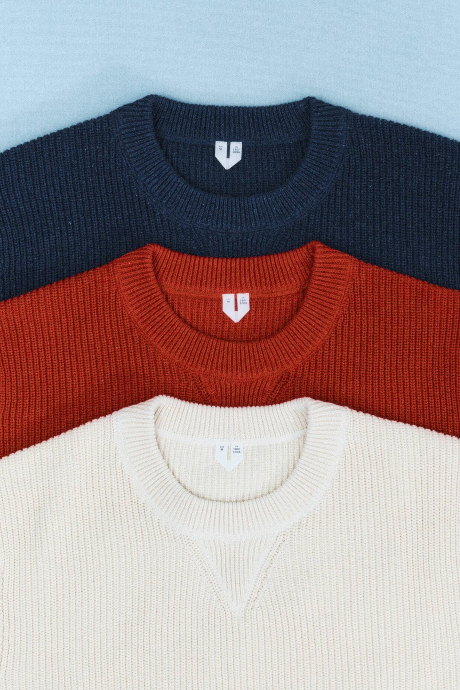 Pull en coton et lin - Bleu/Blanc cassé/Rouge - 4