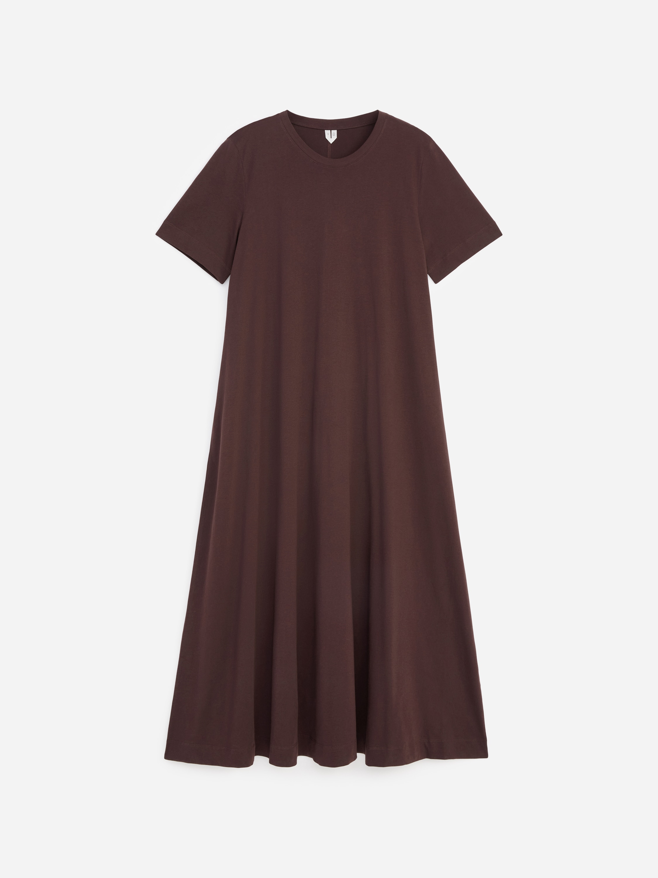 Lange T-shirtjurk - Donkerbruin/Blauw