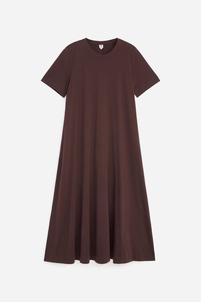 Maxi T-Shirt Dress - Dark Brown/Blue - 1