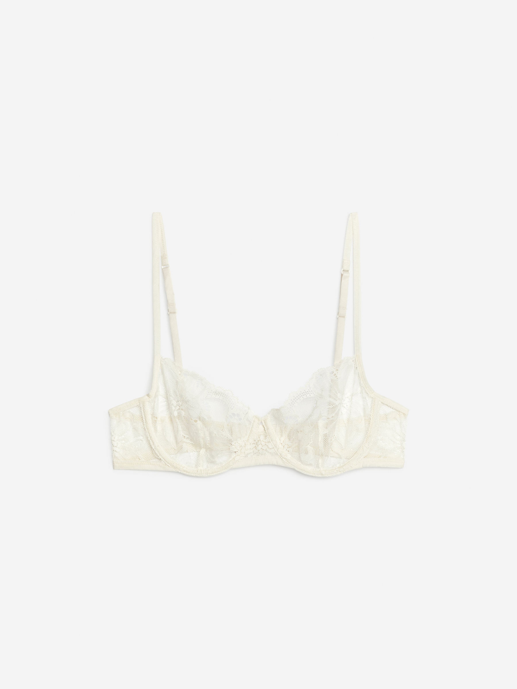 Lace Wire Bra-White-11044
