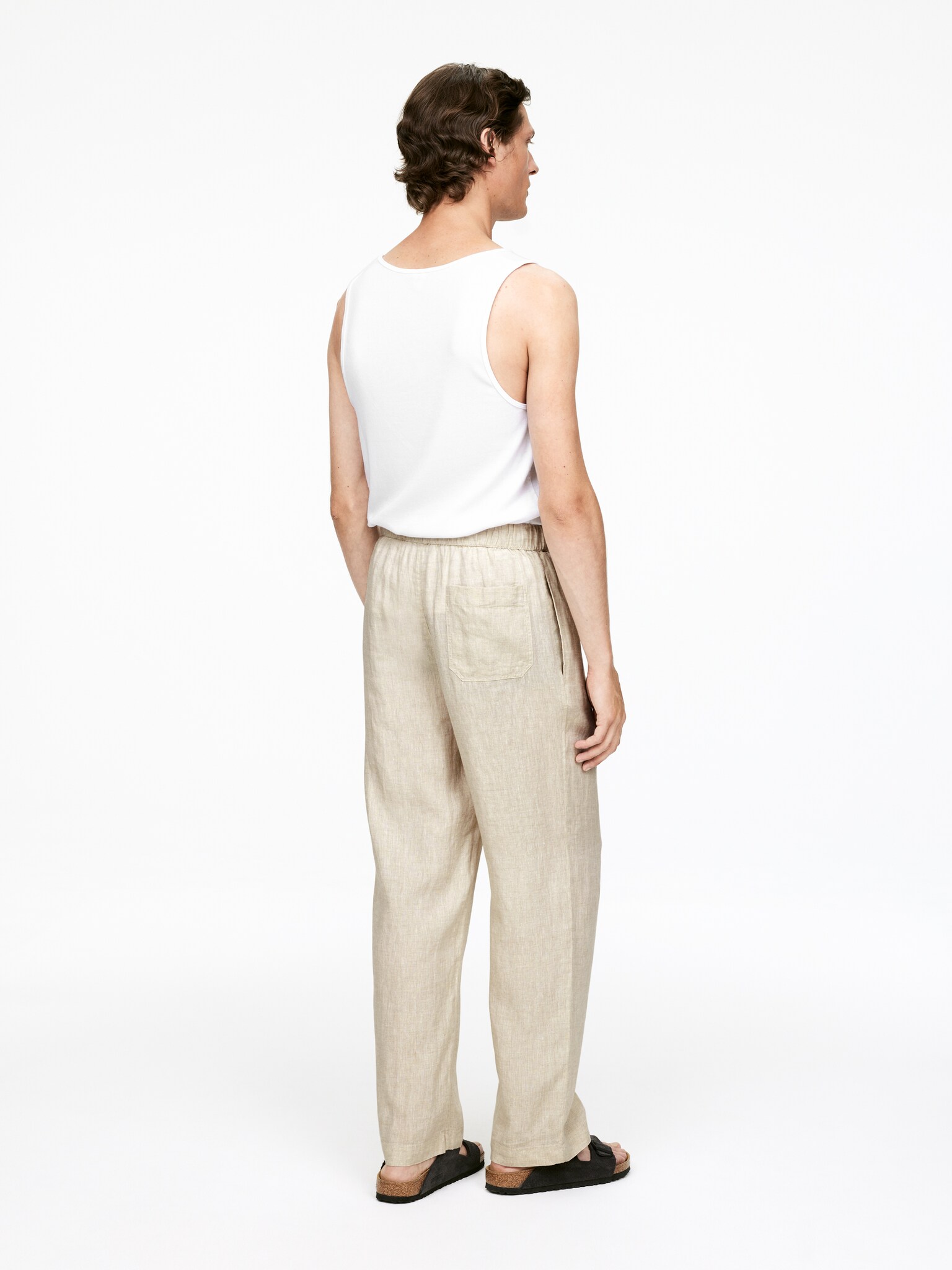 Pantalon en lin décontracté - Beige/Noir - 7