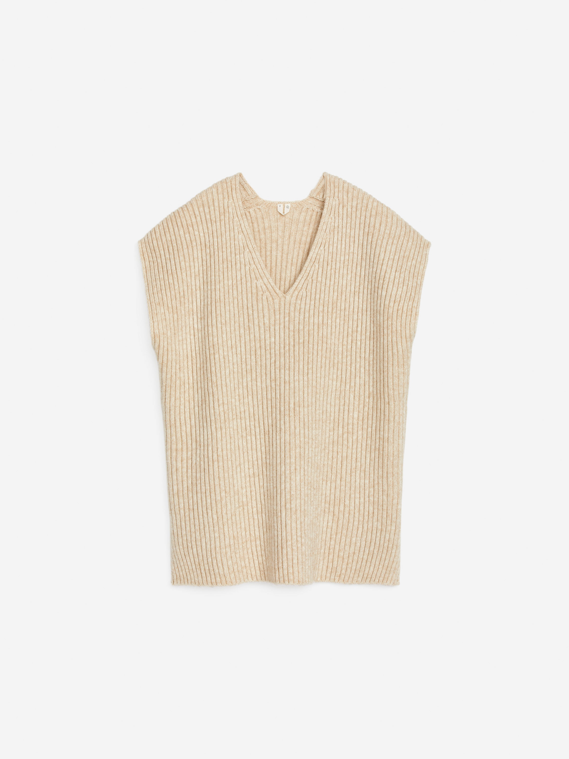Relaxed Rib-Knit Vest-#DFD7CA-13532