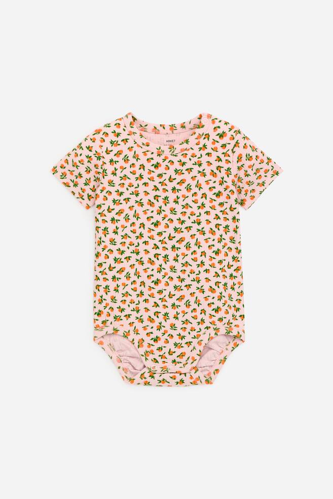 Katoenen romper met korte mouwen - Roze/sinaasappels - 1