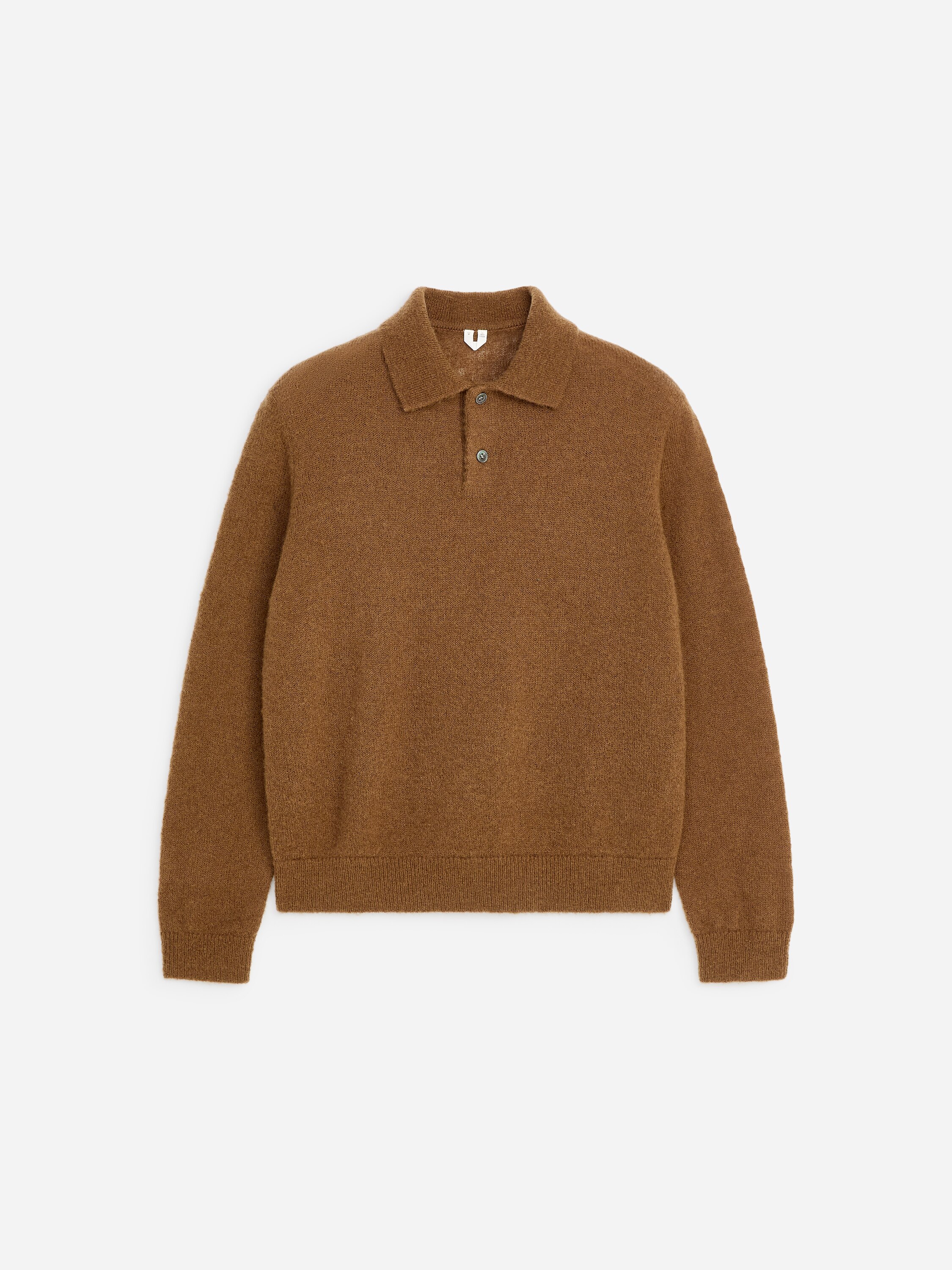 Gebreid poloshirt van een wolmix - Roestbruin