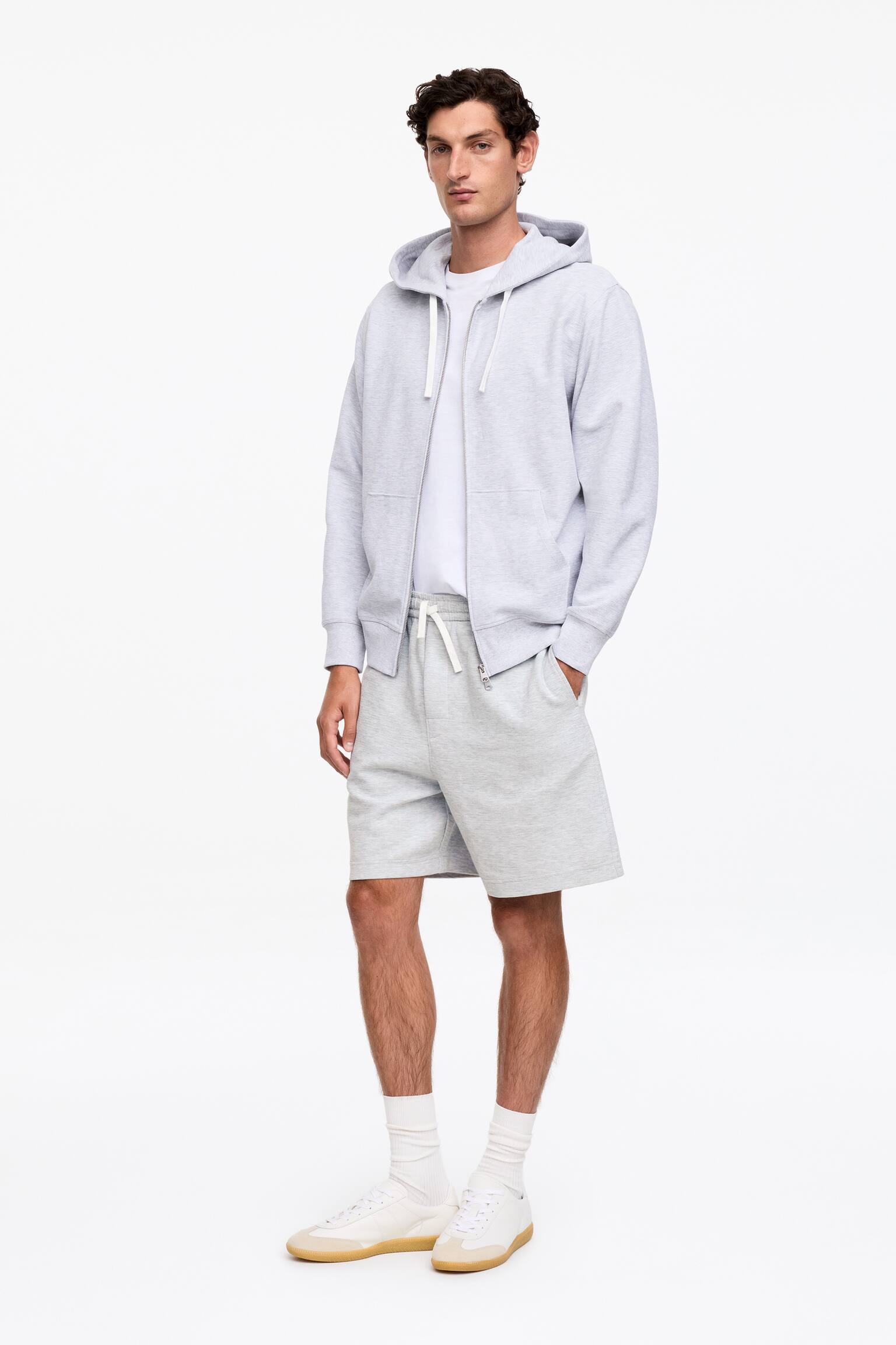 Pantalones cortos de punto - Gris claro jaspeado - 3