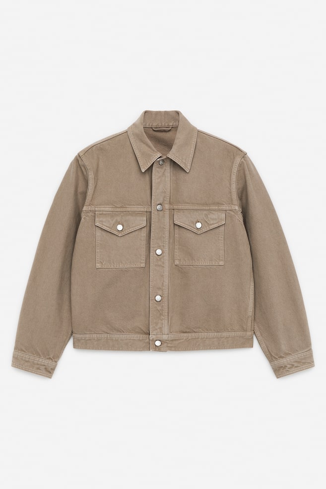 Stykfarvet denimjakke - Ler - 1
