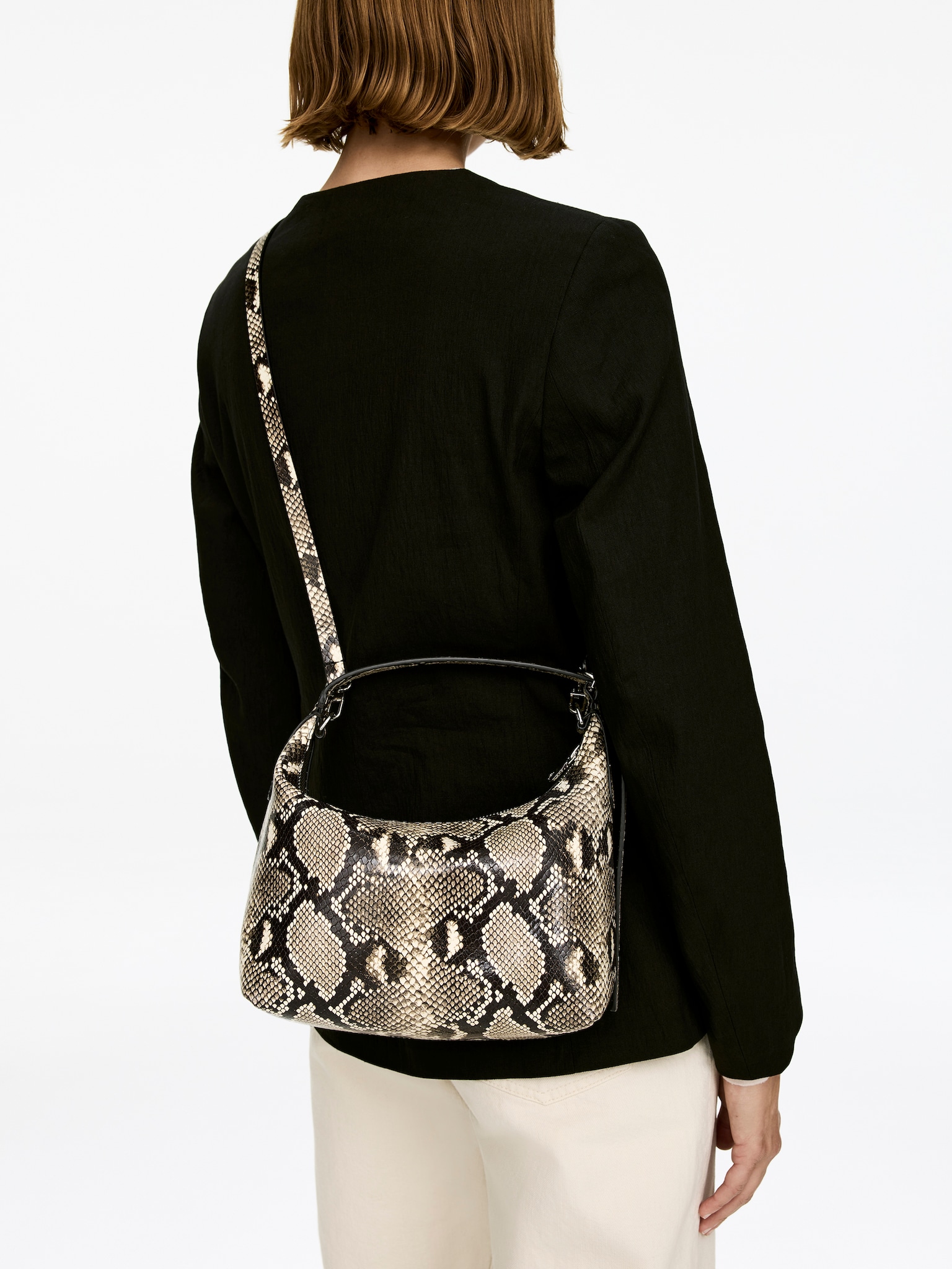 Sac carré en cuir - Black/Snake Pattern