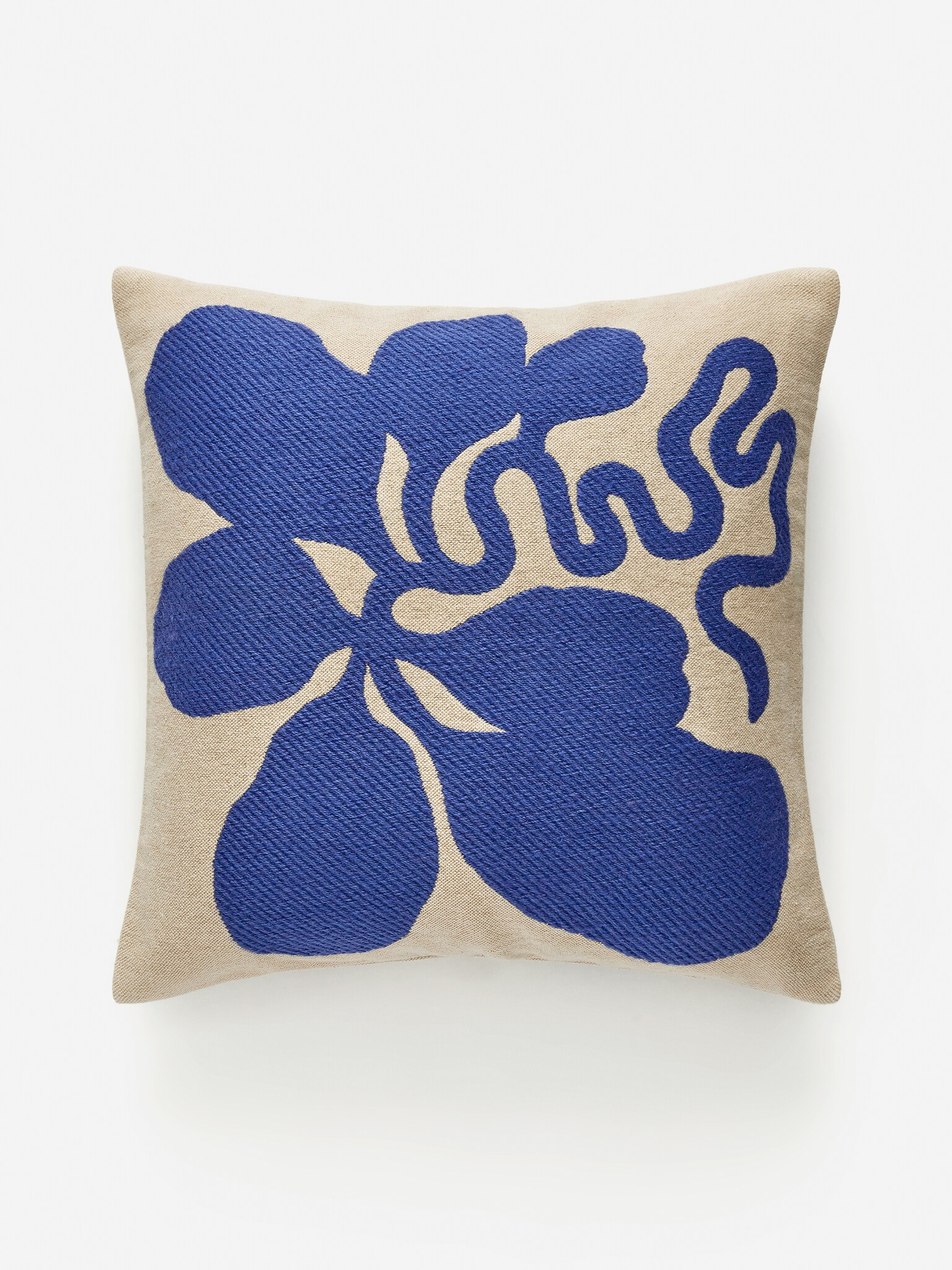 Cotton Wool Cushion Cover 50 x 50 cm - Blue/Beige - 2