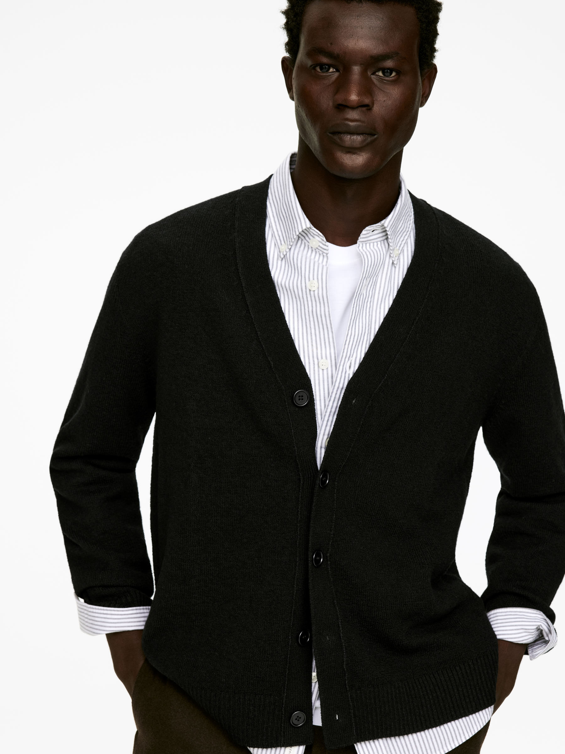 Wool Cotton Cardigan - Black - Relaxed fit - Men - StillMedia/Lookbook - 4
