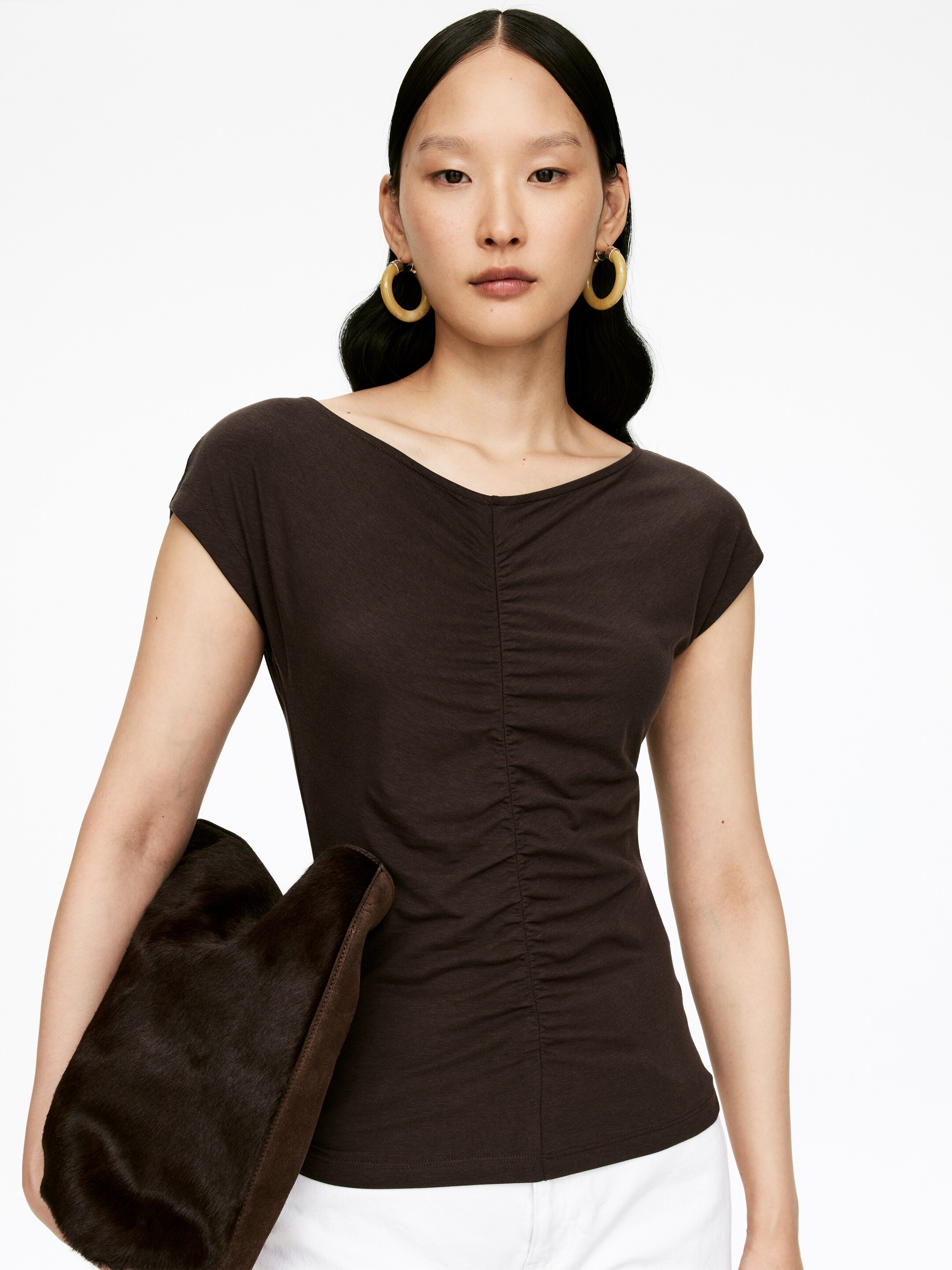 Ver imagem maior: Top franzido - Castanho escuro - SENHORA | H&M PT 2