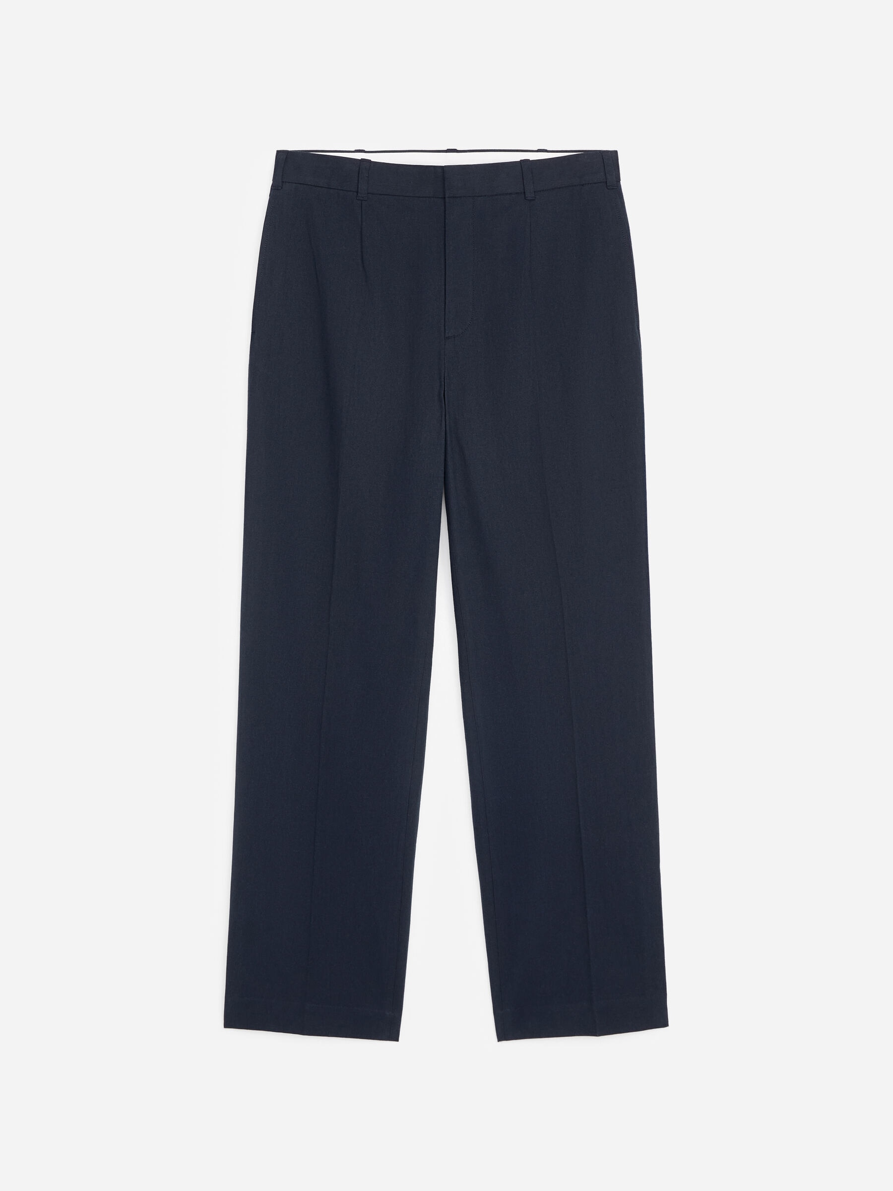 Linen Blend Trousers - Dark Blue - Regular fit - Men - StillMedia/DescriptiveStillLife - 1