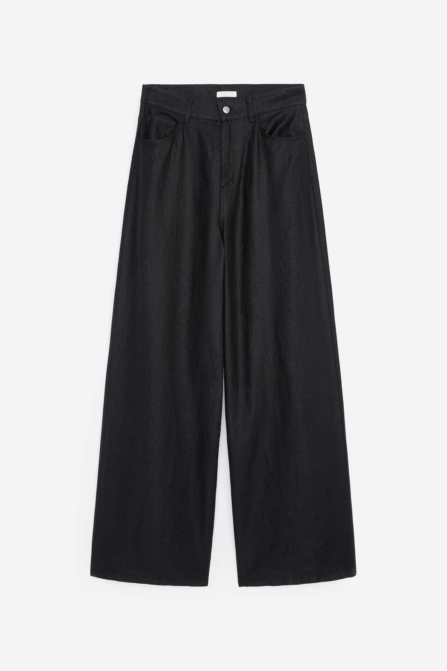 Calças de linho com cinco bolsos - Preto - 1