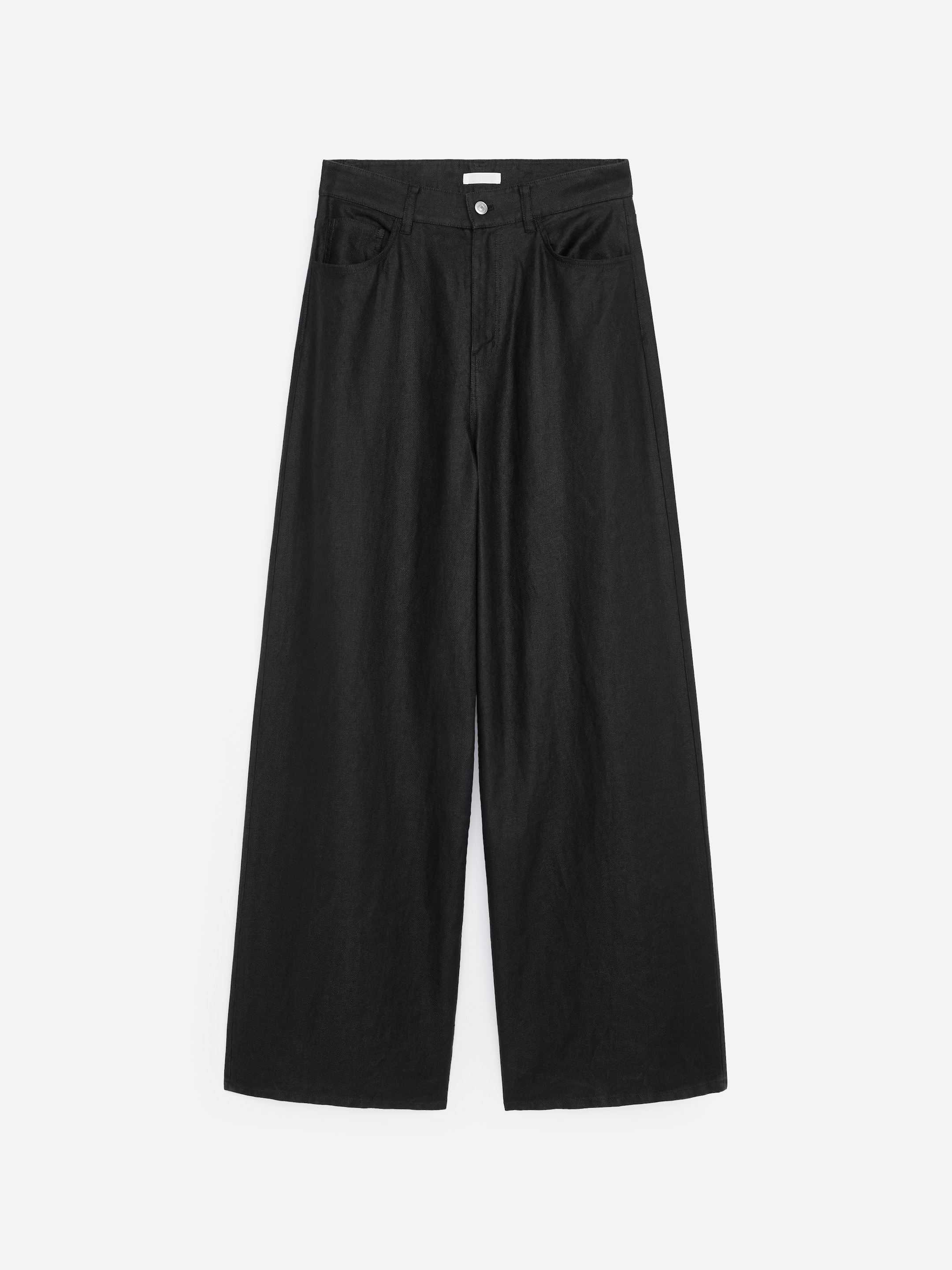 Five-Pocket Linen Trousers-Black-19804