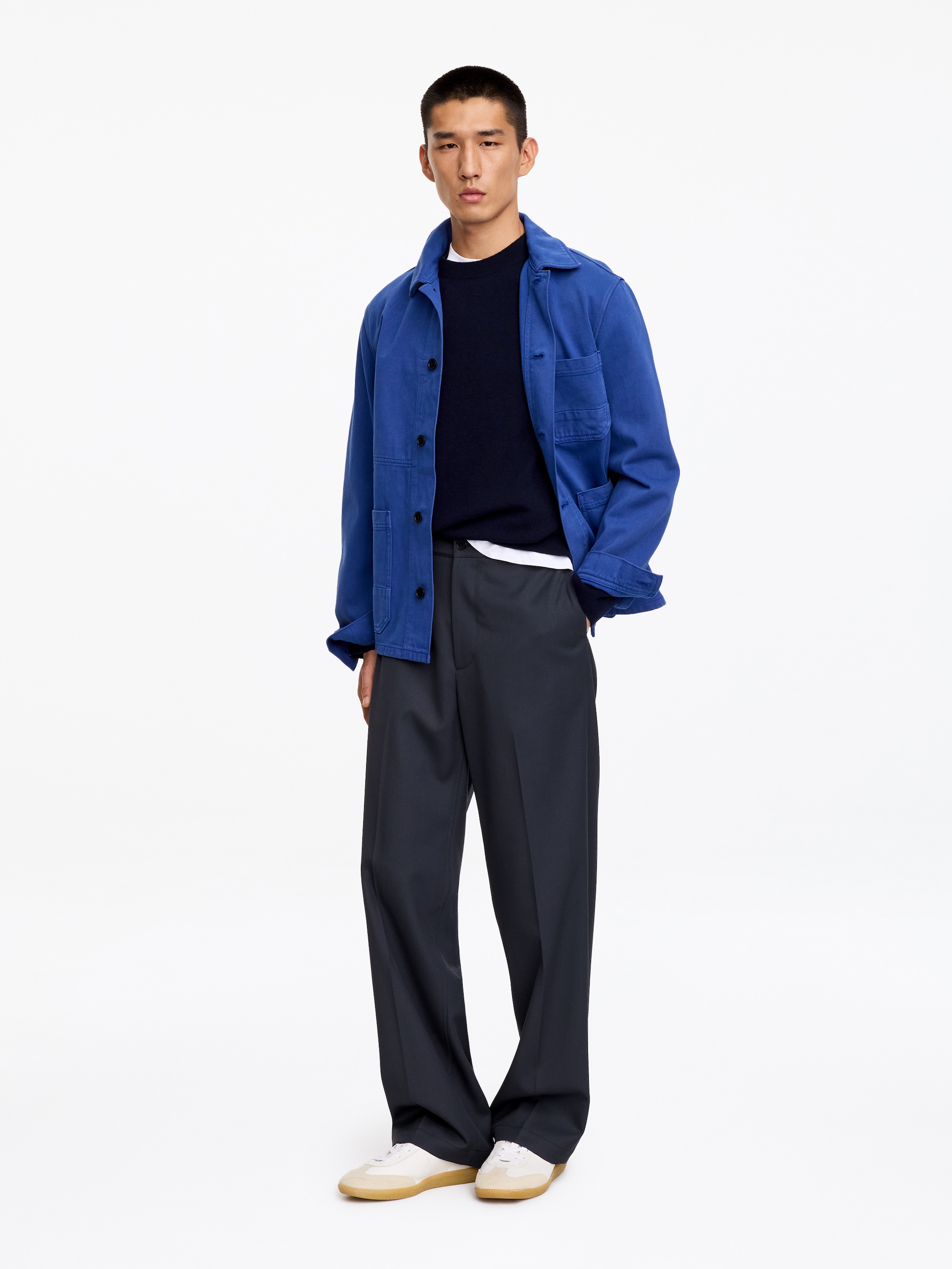 Maglione in lana con lavorazione sottile - Blu scuro - Regular fit - men - StillMedia/Lookbook - 4