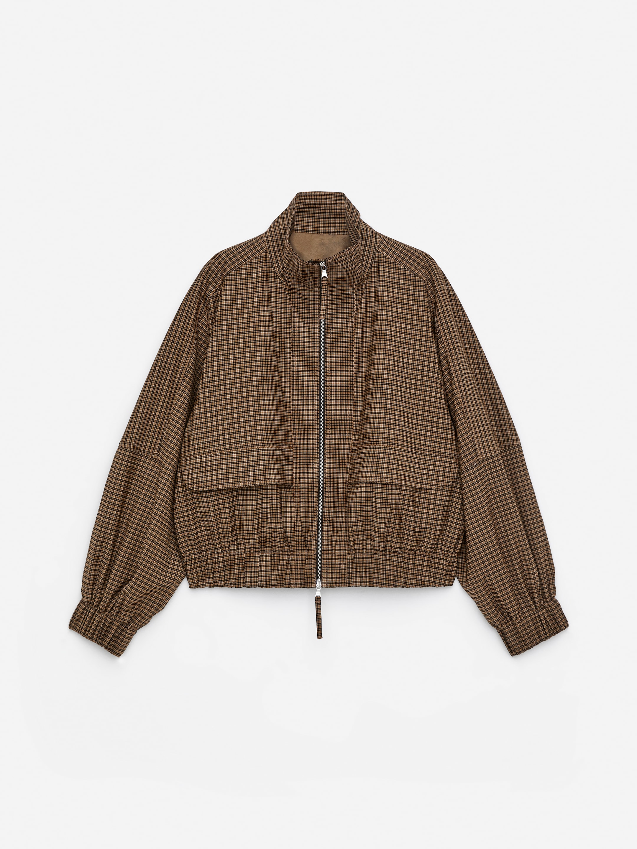 Karierte Jacke mit Reißverschluss - Braun/Karos - Loose Fit - Damen - StillMedia/DescriptiveStillLife - 1