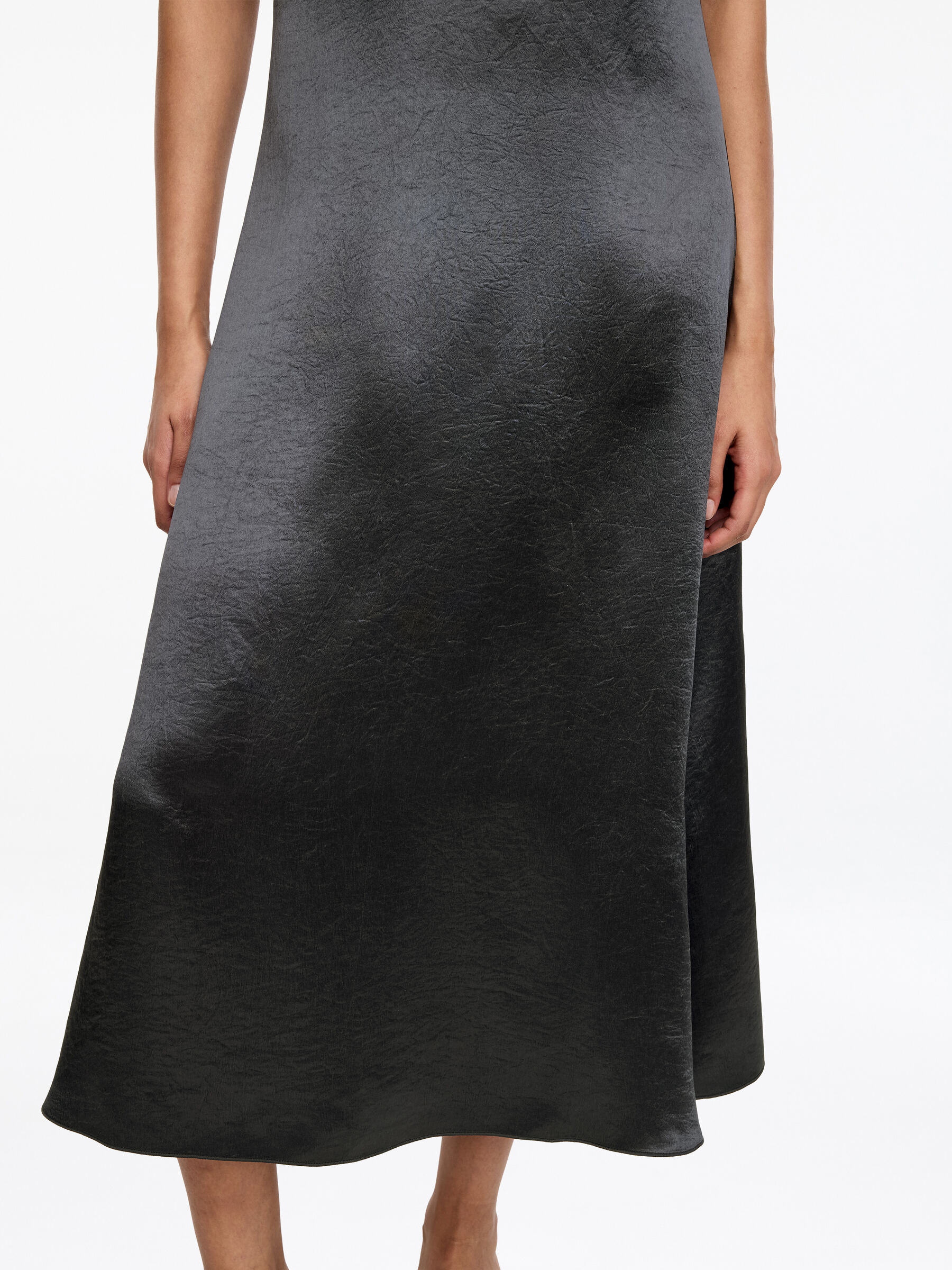 Crushed Satin Midi Dress - Grey - Slim fit - Women - StillMedia/Lookbook - 2