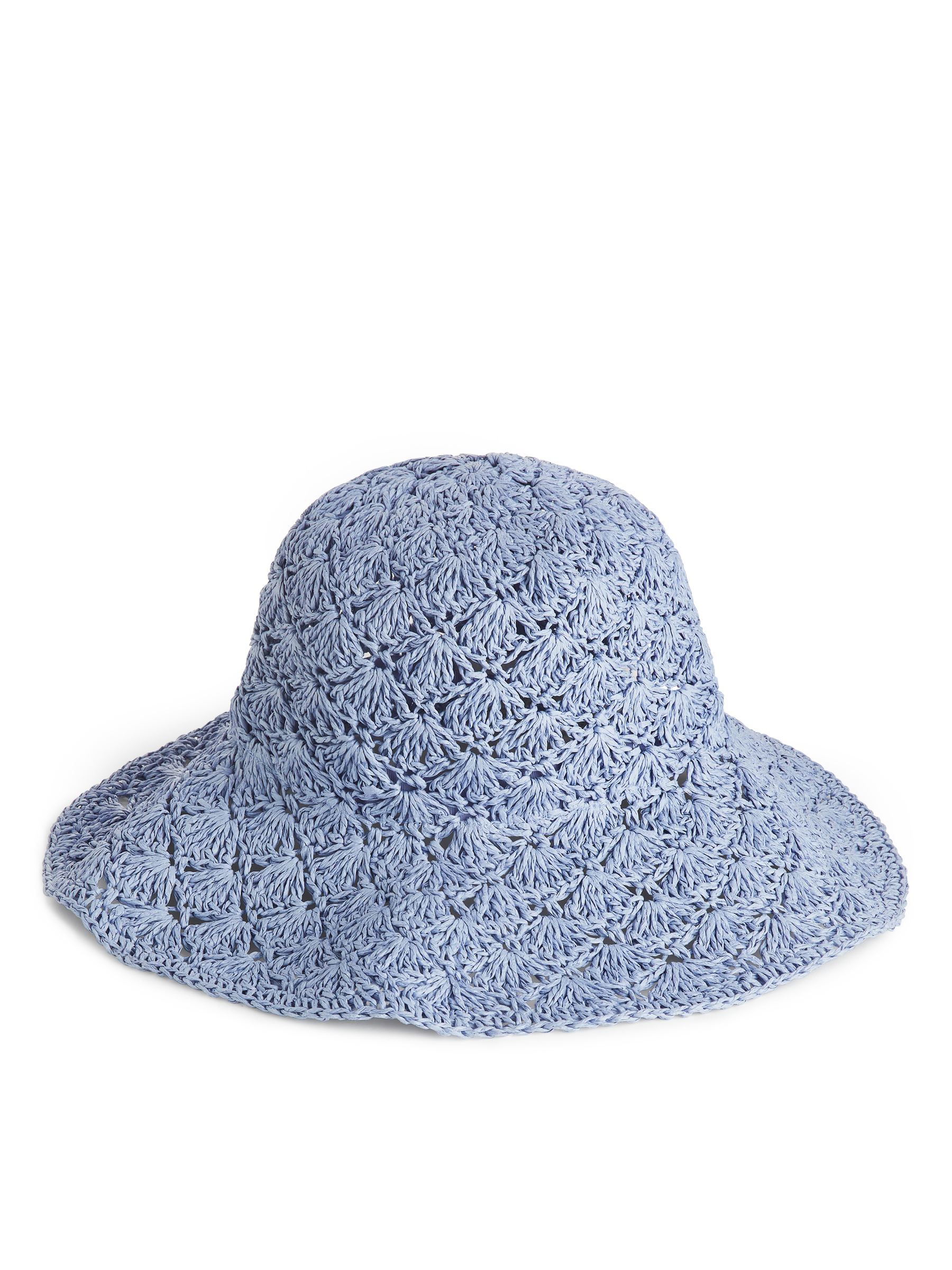 Crochet Straw Hat - Przydymiony jasnoniebieski - Women - StillMedia/DescriptiveStillLife - 2