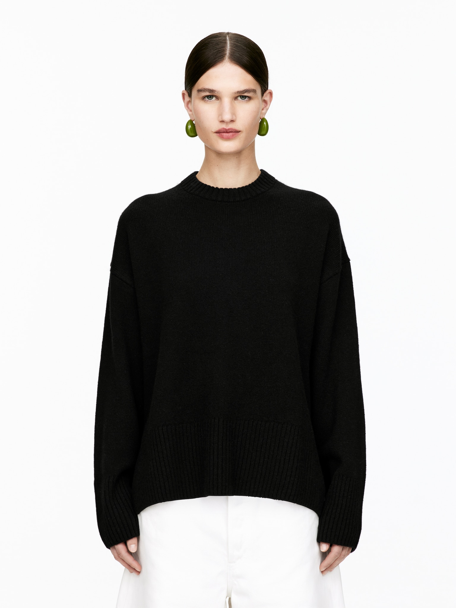Relaxed Cashmere-Wool Jumper - Black/Beige
