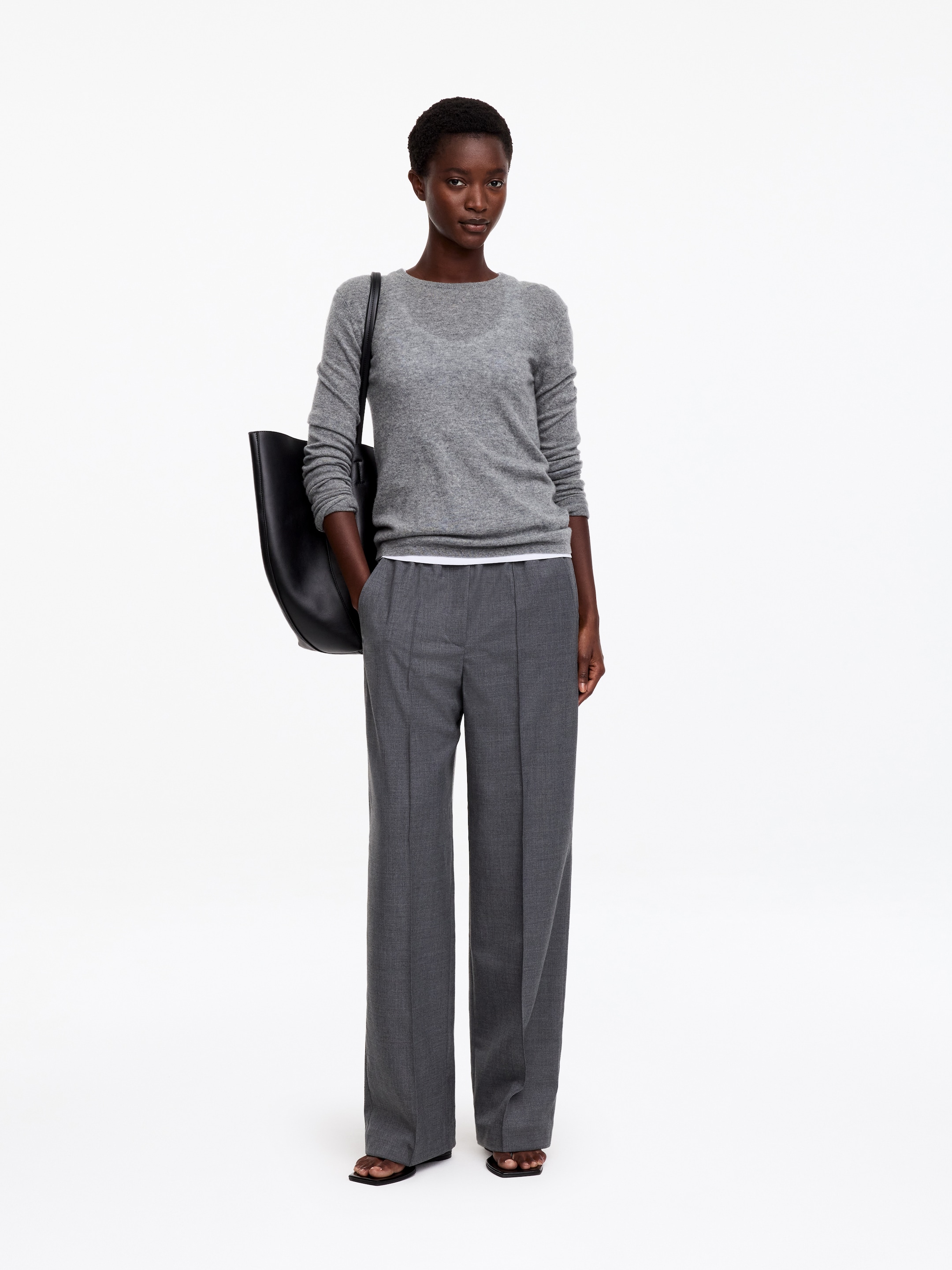 Pantalones sastre con cintura elástica - Gris oscuro - Corte relajado - women - StillMedia/Lookbook - 13