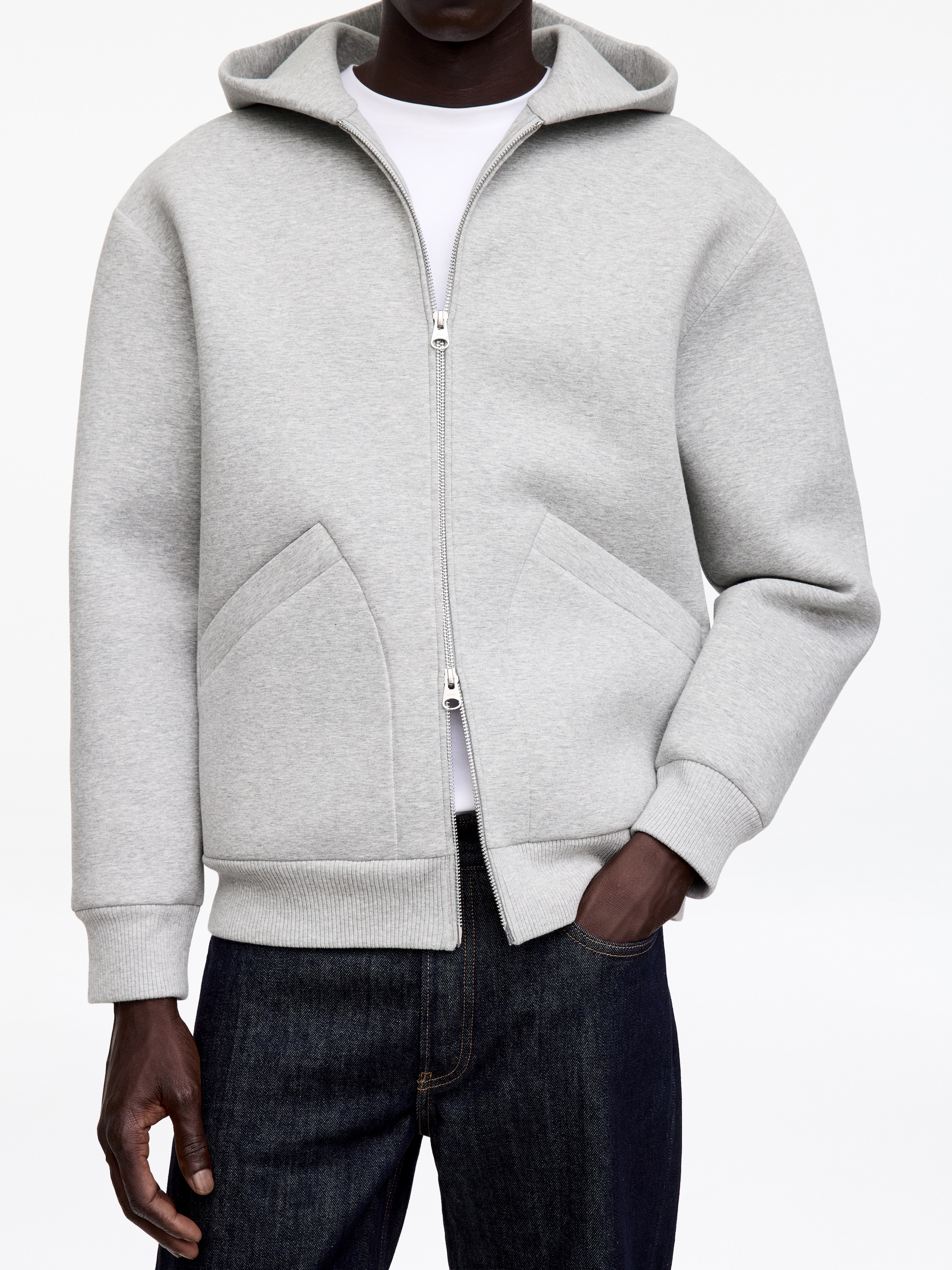 Bluza z kapturem z pianki neoprenowej - Szary melanż - Fason normalny - men - StillMedia/Lookbook - 2