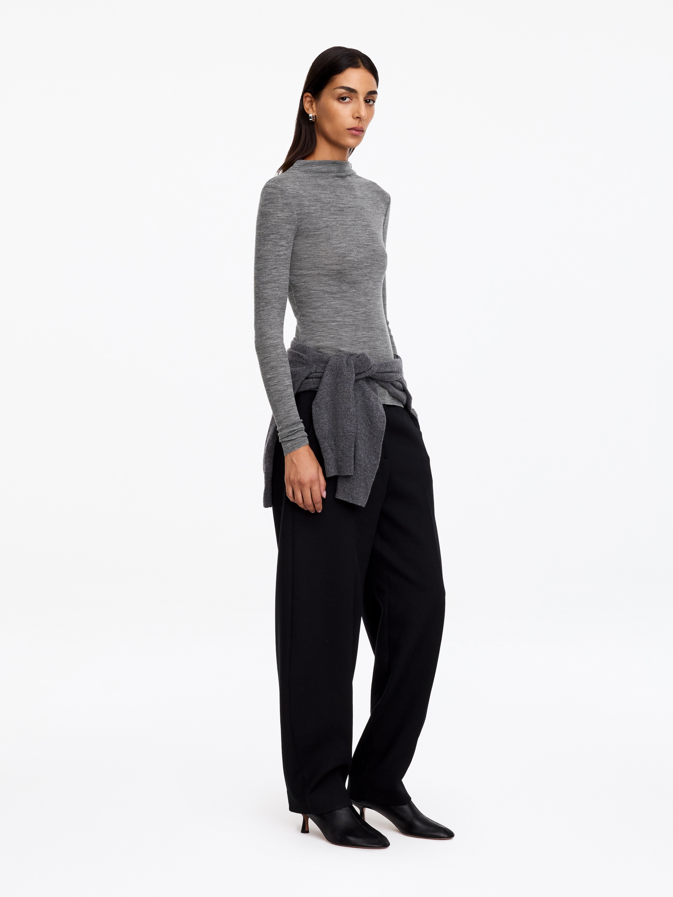 Rippstrickoberteil aus Wolle - Graumeliert - Regular Fit - women - StillMedia/Lookbook - 2
