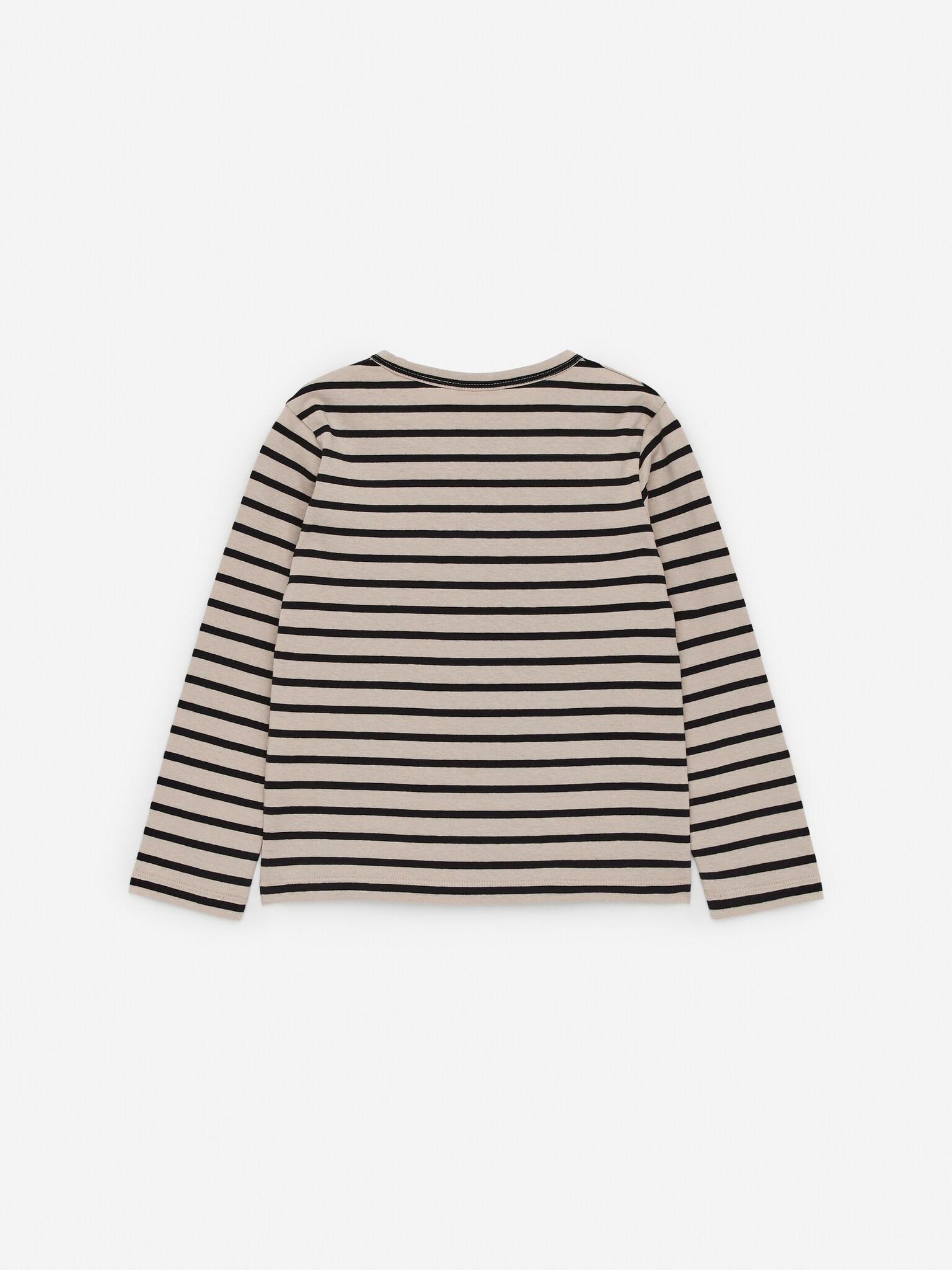 Long-Sleeve Cotton T-Shirt - Beige/Black - 3