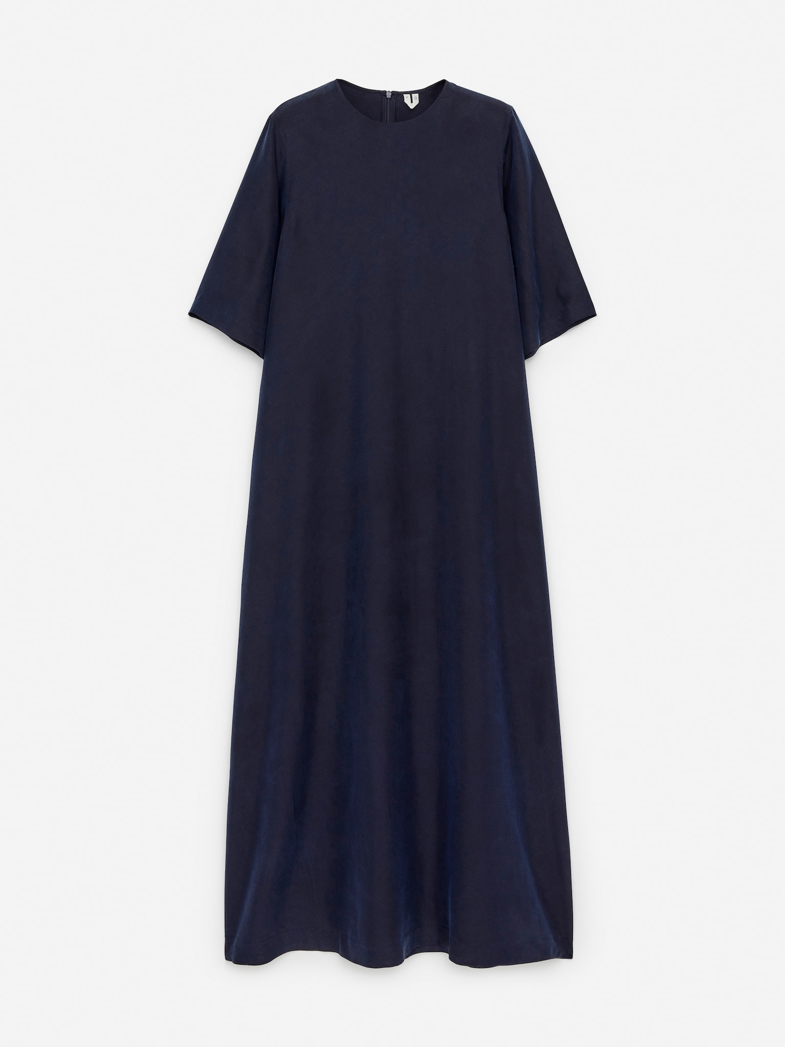 Silk T-Shirt Dress - Dark Blue