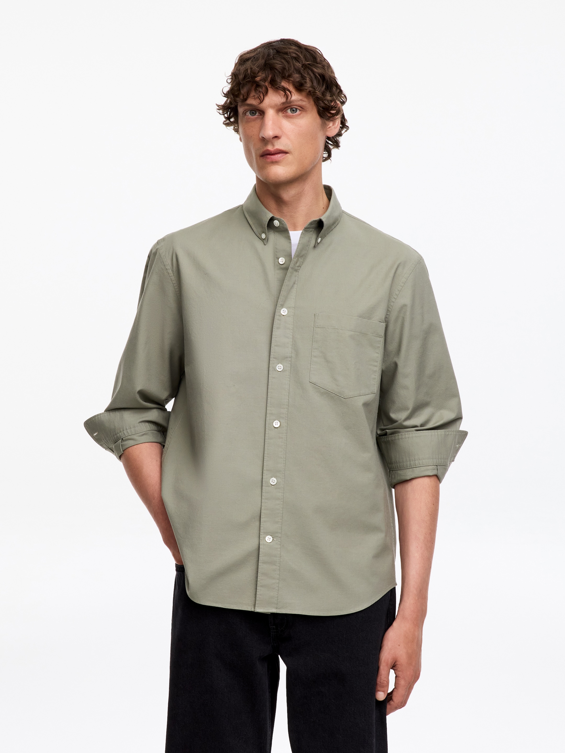 Regular Oxford Shirt-Green-20474