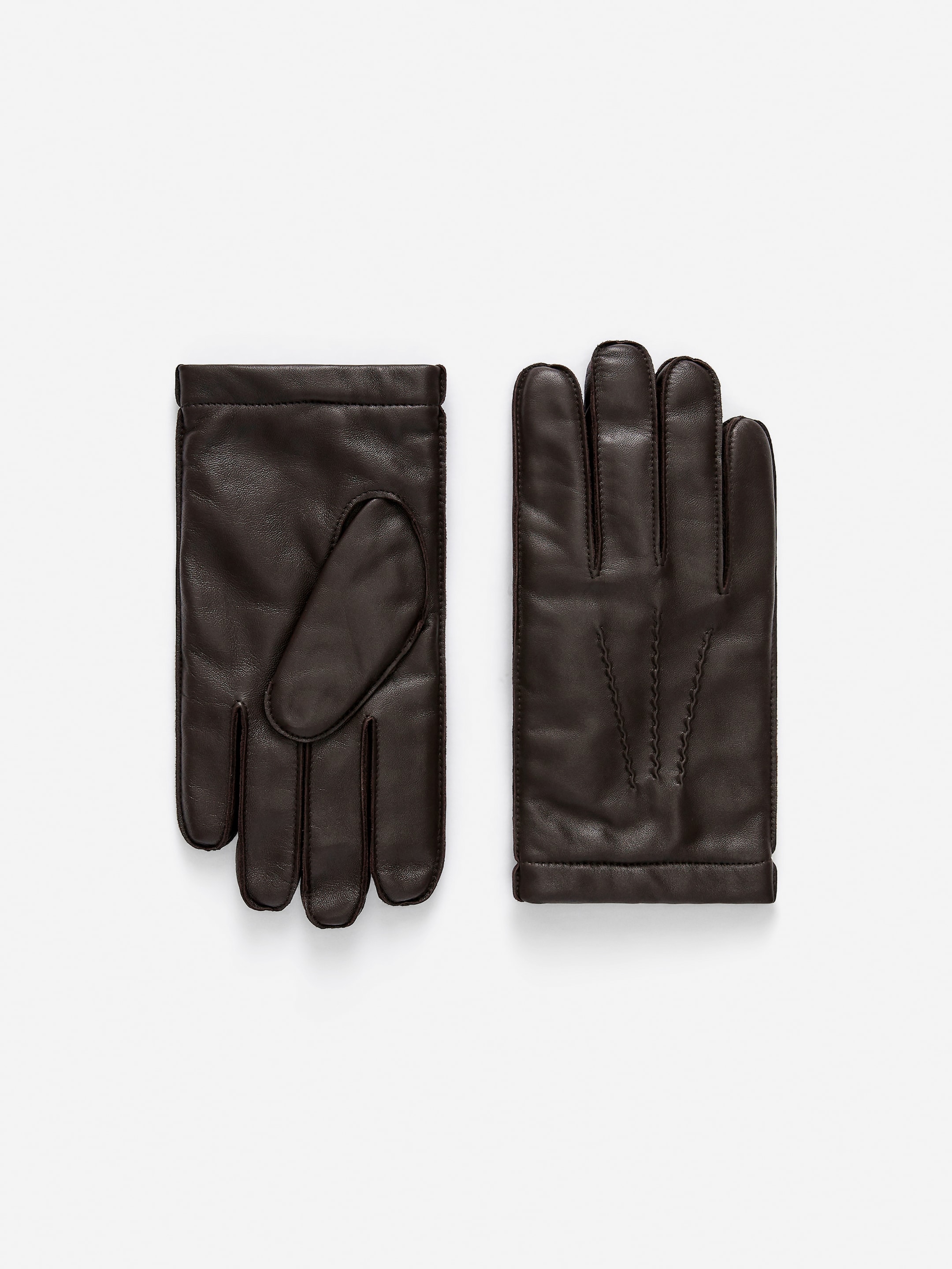 Guantes de piel forrados de lana-#a52a2a-16945