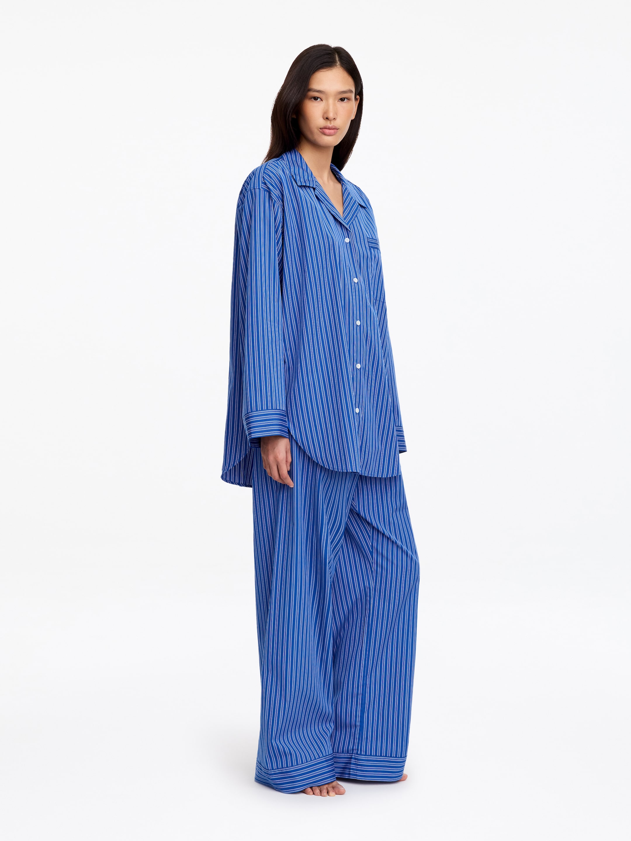 Cotton Pyjama Shirt - Blue - Loose fit - women - StillMedia/Lookbook - 2