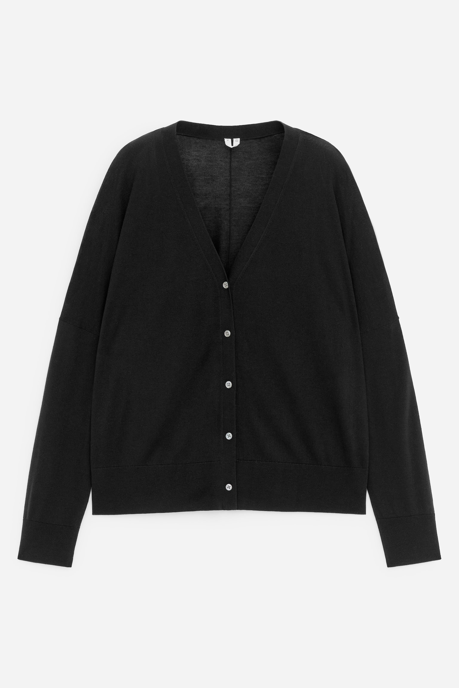 Cardigan in lana e lyocell - Nero/Bianco sporco - 2