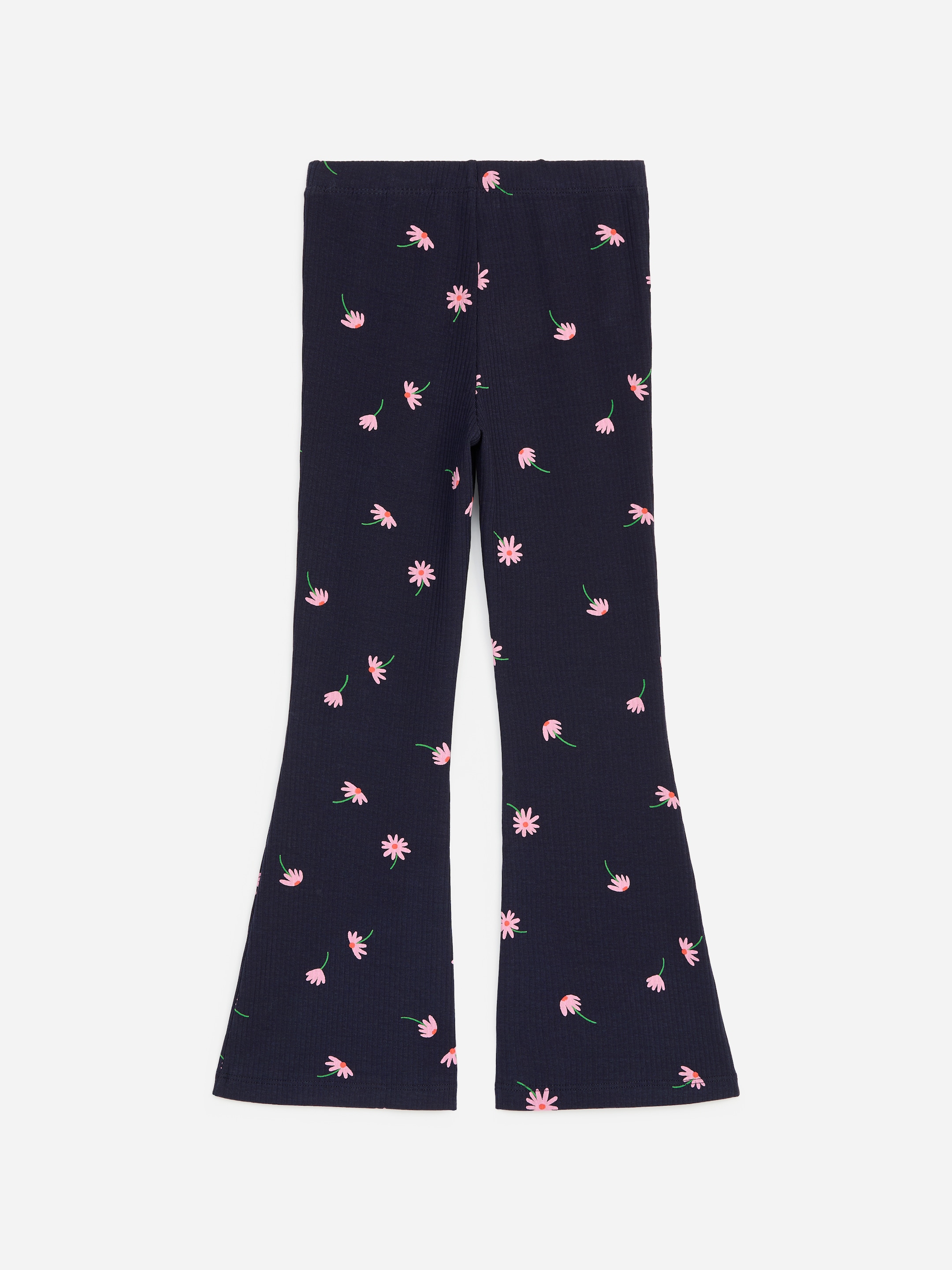 Leggings côtelés évasés - Bleu foncé/Fleurs - Regular fit - Enfant - StillMedia/DescriptiveStillLife - 1