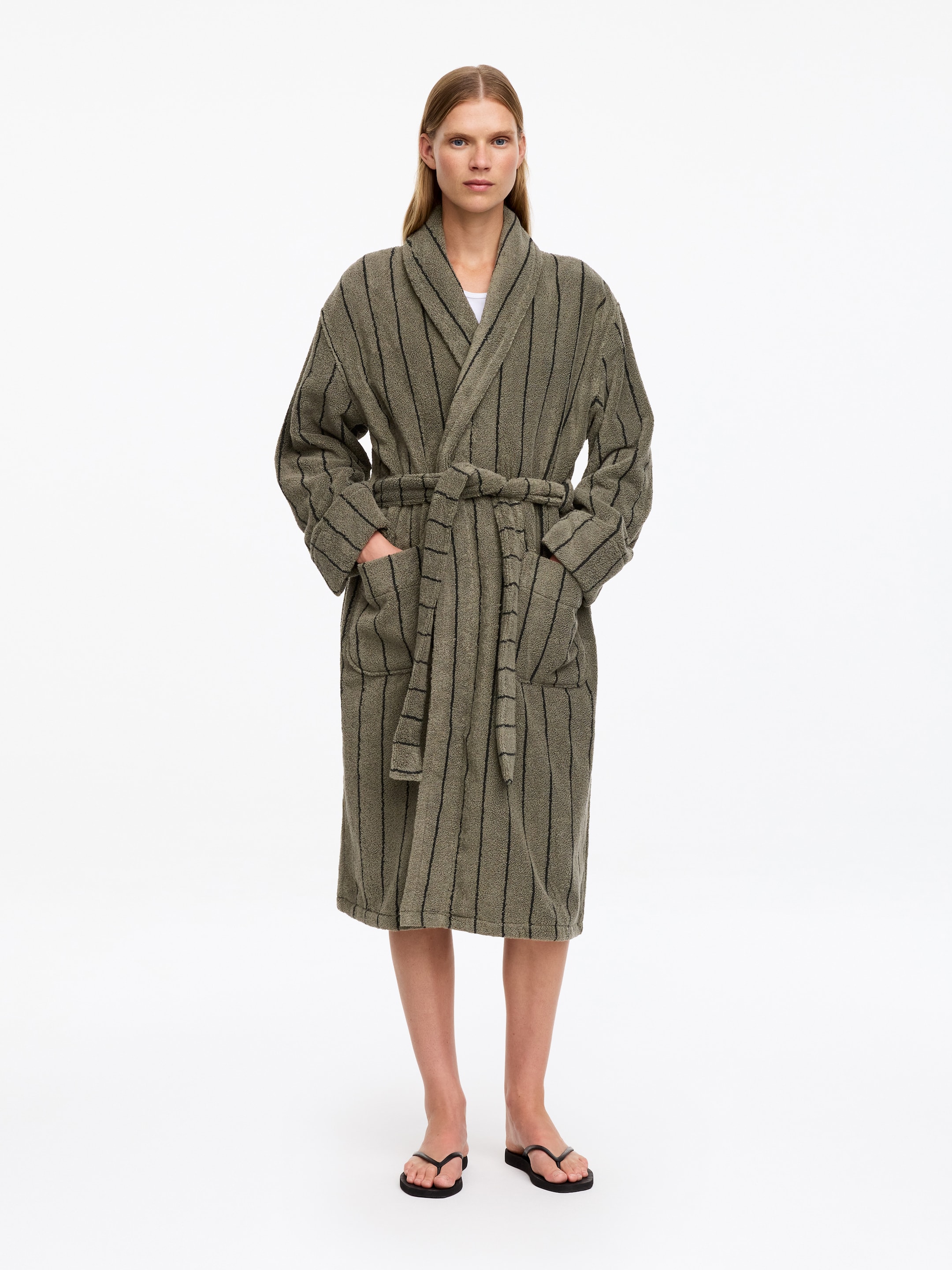 Unisex Cotton Terry Bathrobe-Green-19860