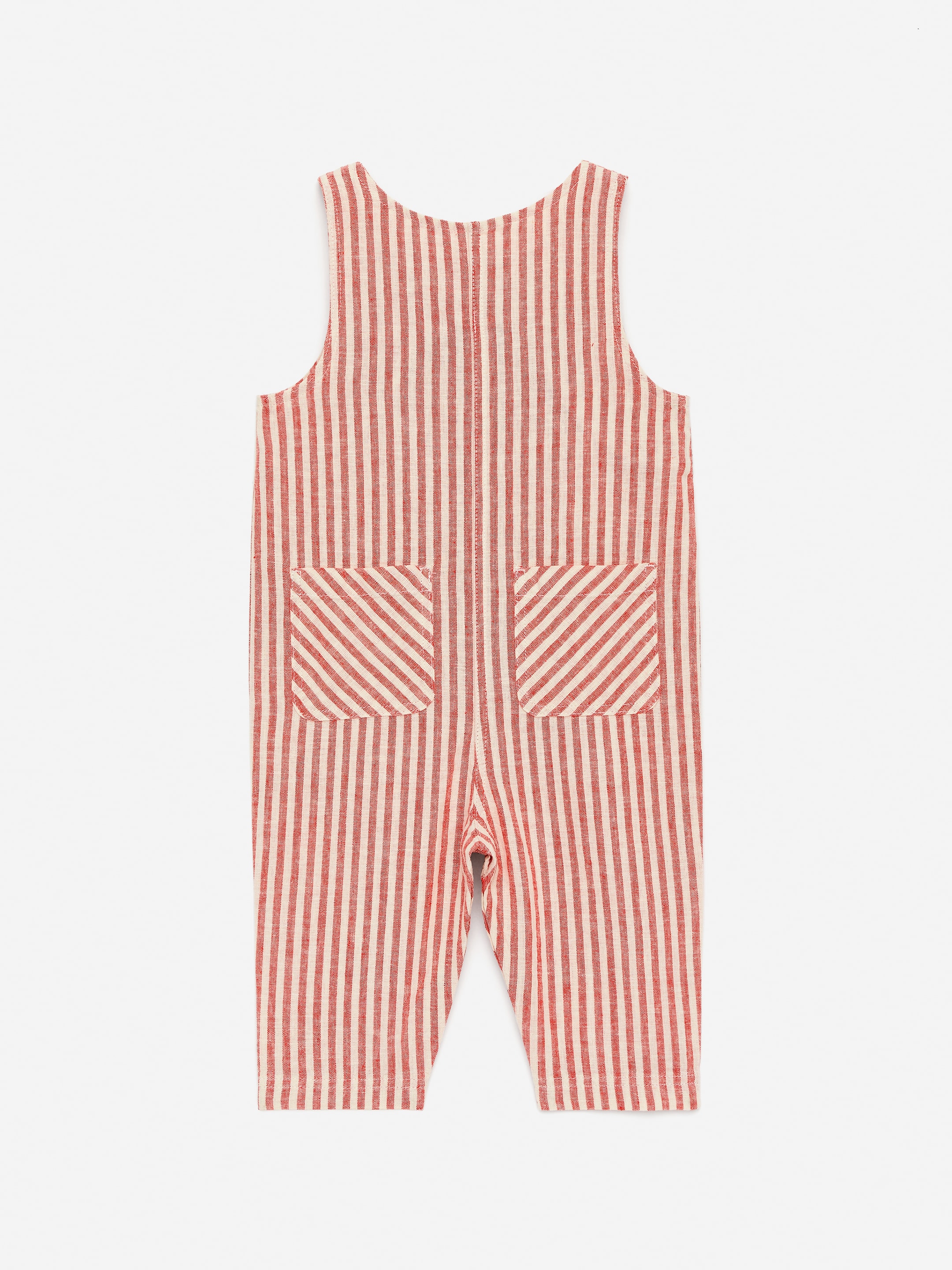 Cotton-Linen Dungarees - Red/White - Regular fit - Children - StillMedia/DescriptiveStillLife - 1