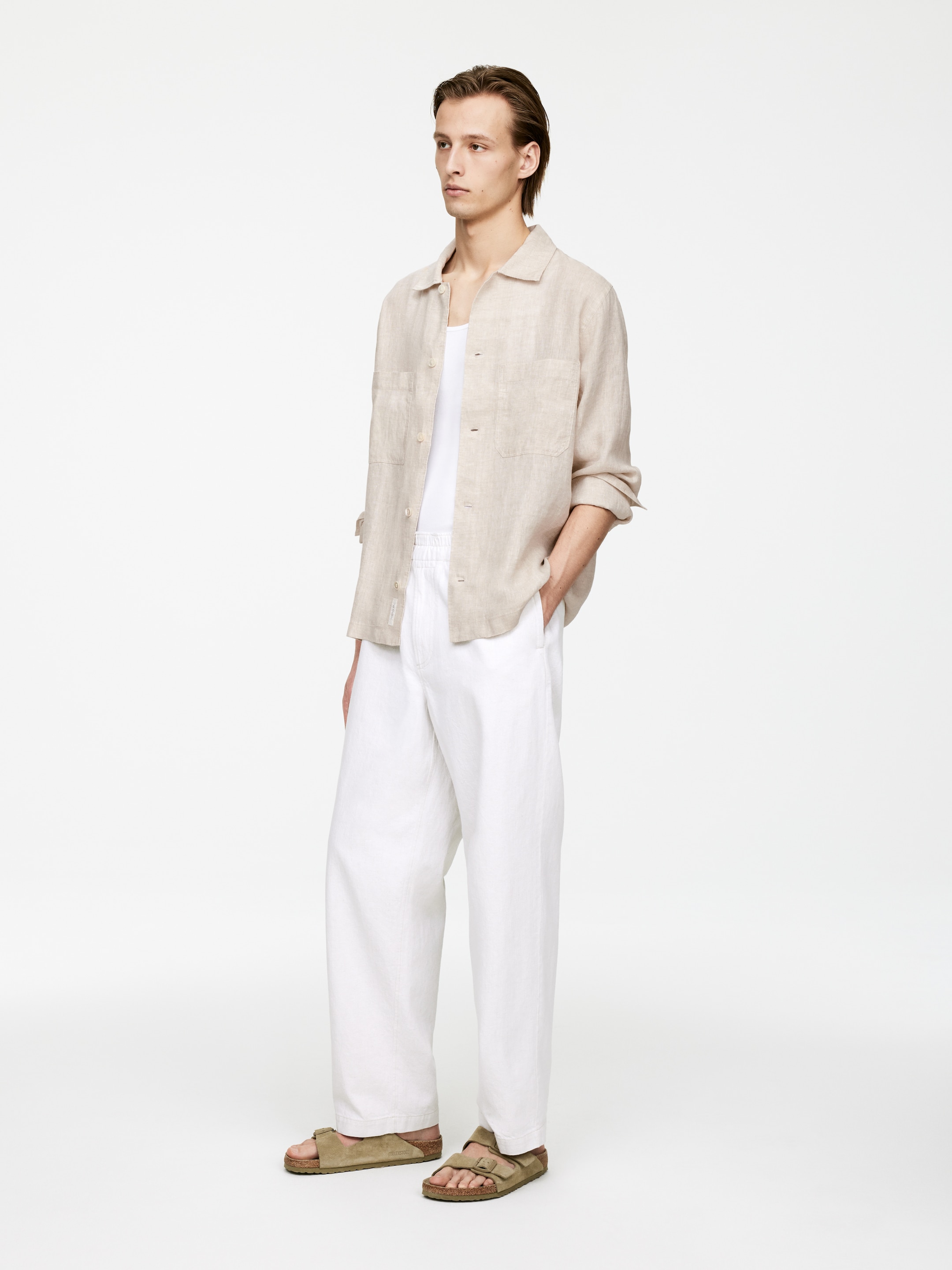Se større billede: Afslappet hørskjorte - Beige - HERRE | H&M DK 3