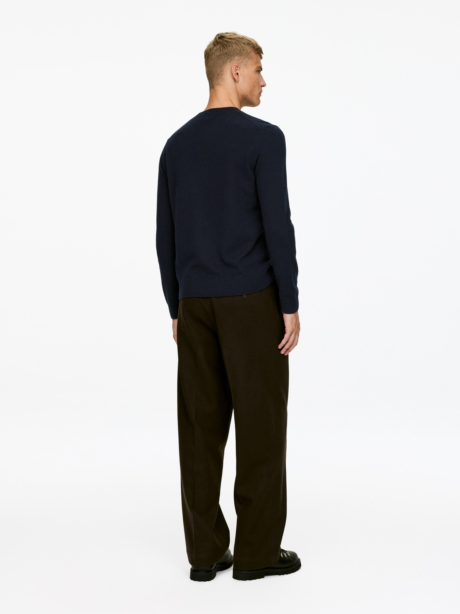 Pull à col rond en cachemire - Bleu foncé/Marron/Beige chiné - 6