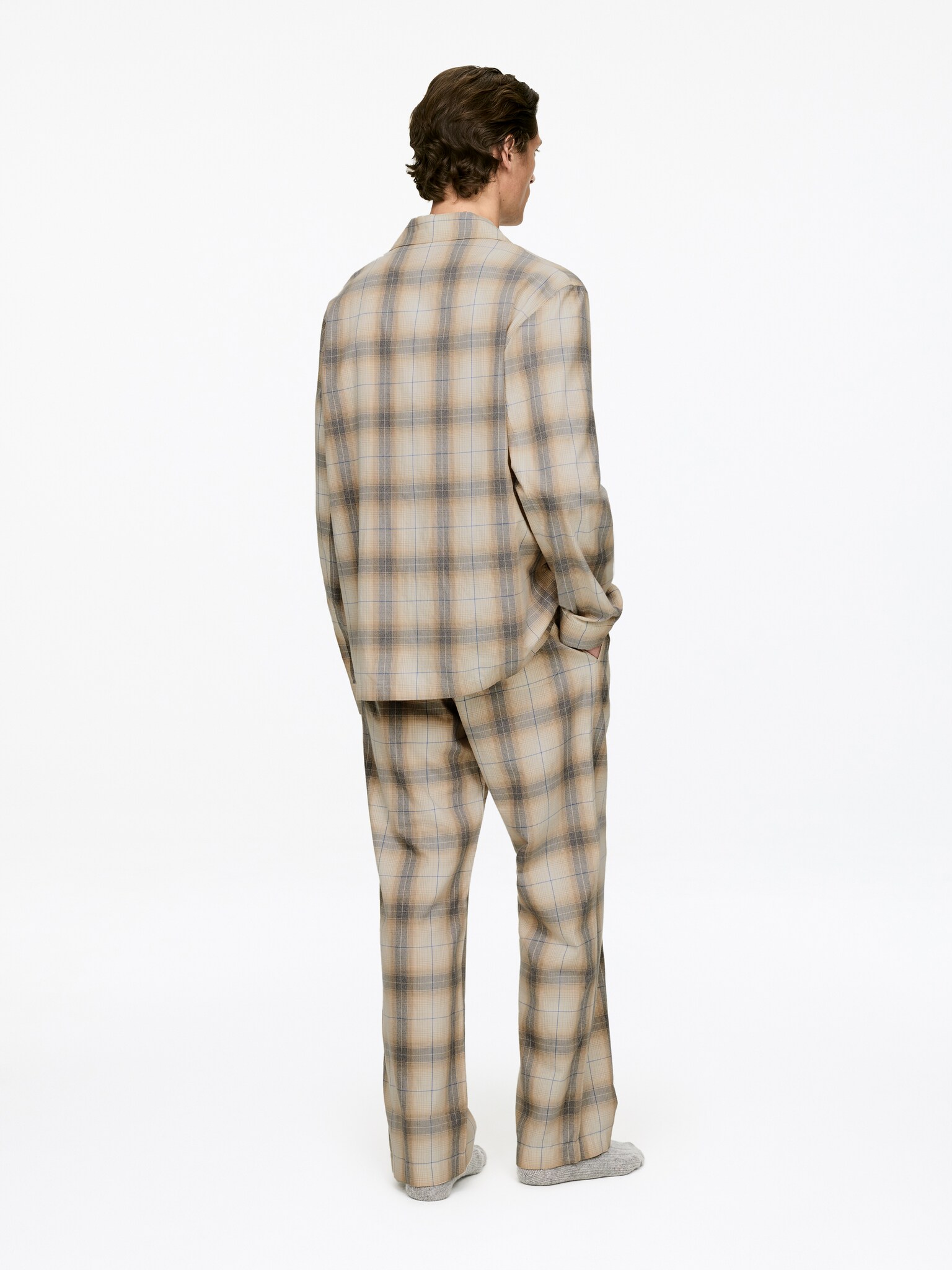 Chemise de pyjama en flanelle - Beige/Carreaux - 3