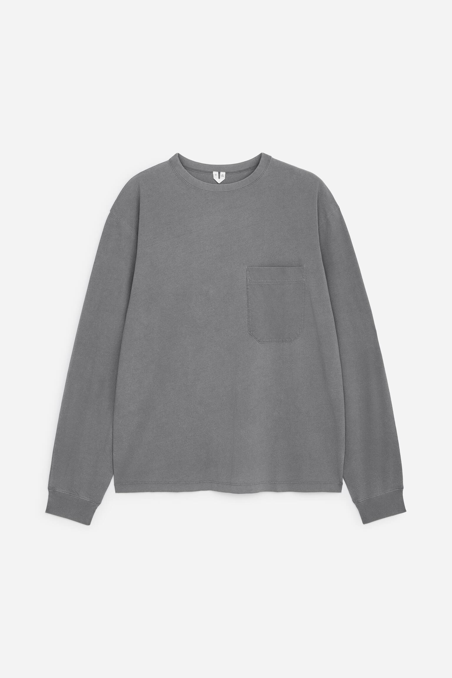 Ruimvallend T-shirt met lange mouwen - grijs/Mosterdgeel - 1