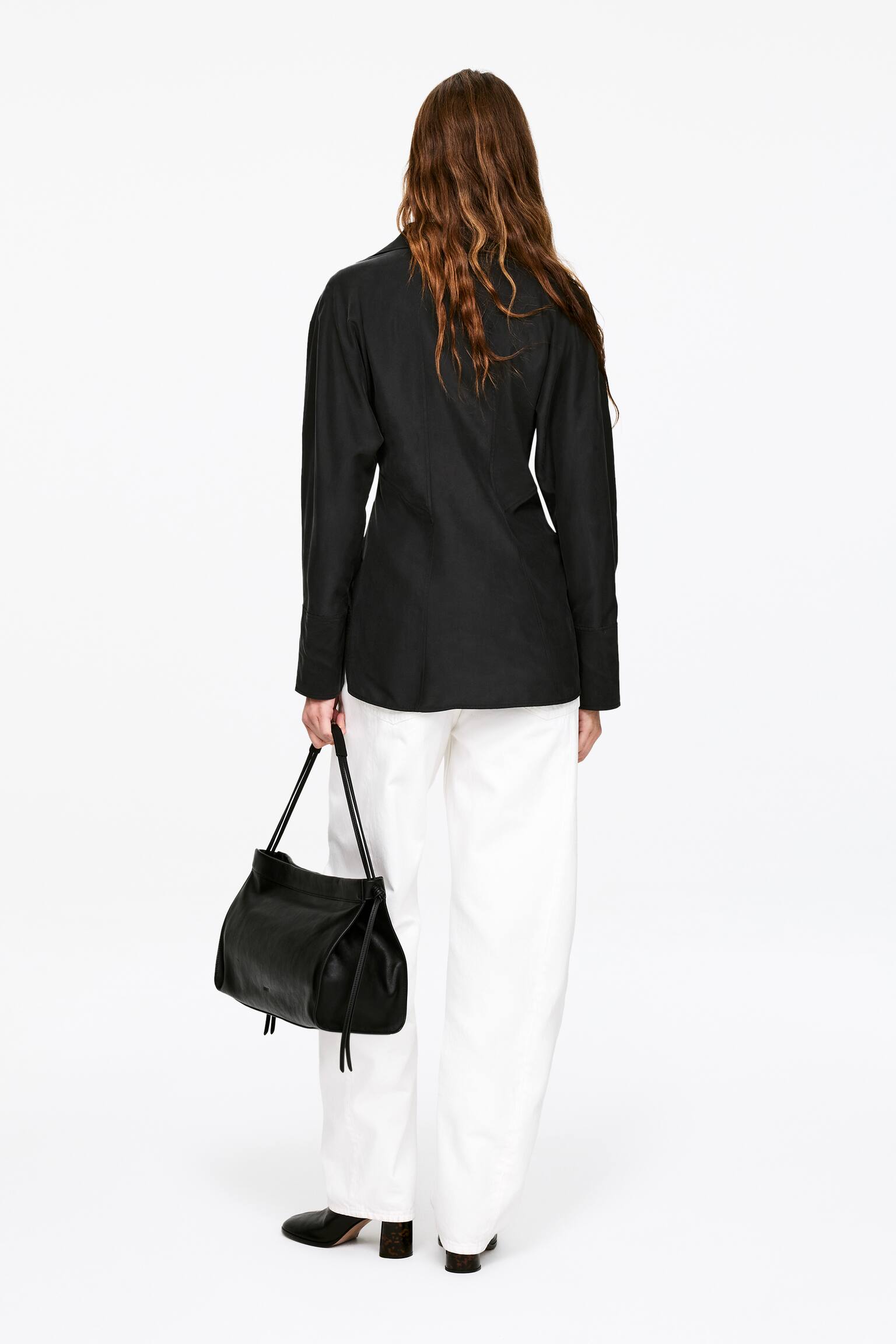 Camicia aderente in seta - Nero - 3