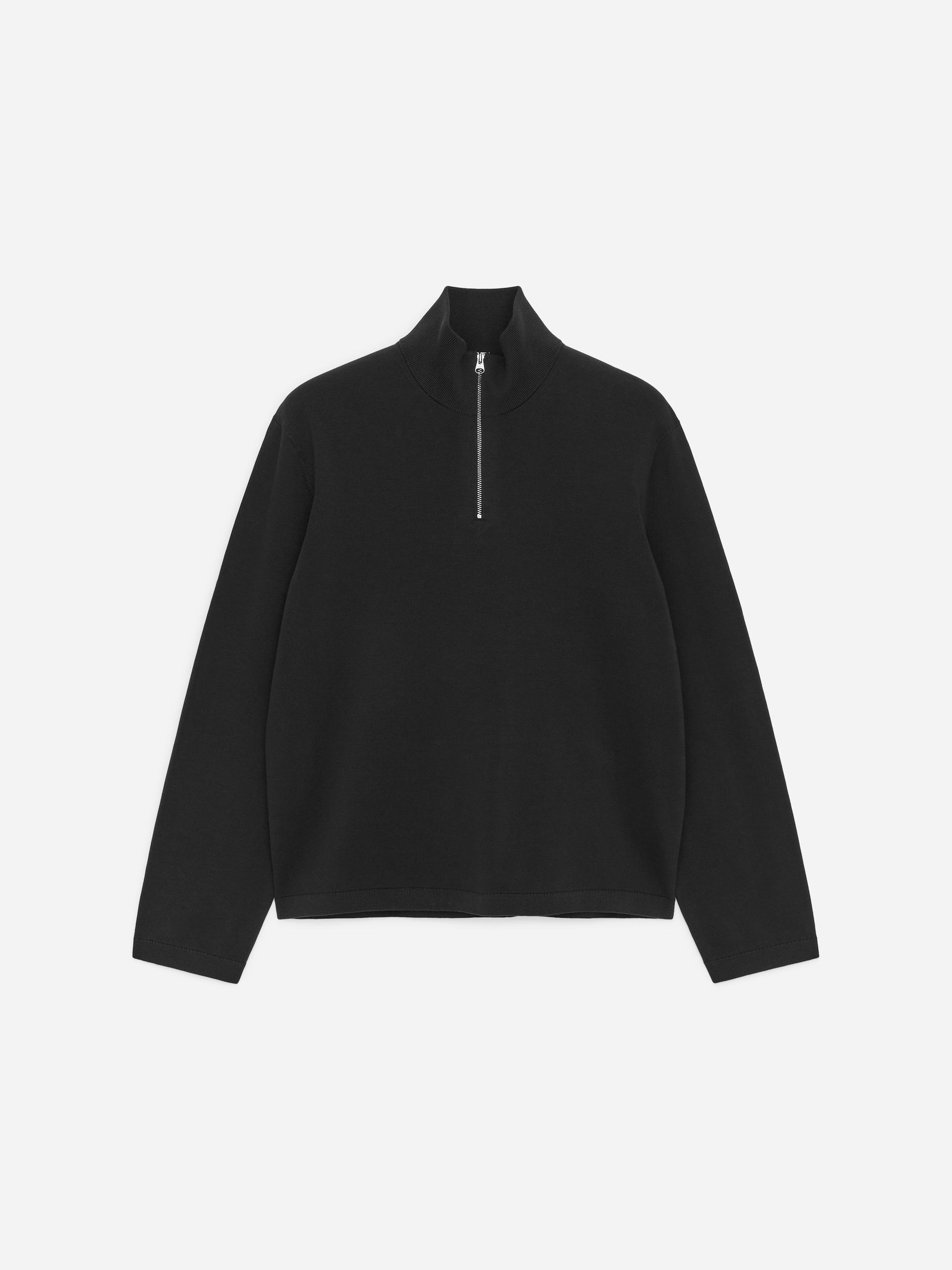 Jersey de media cremallera de punto-Negro-18222