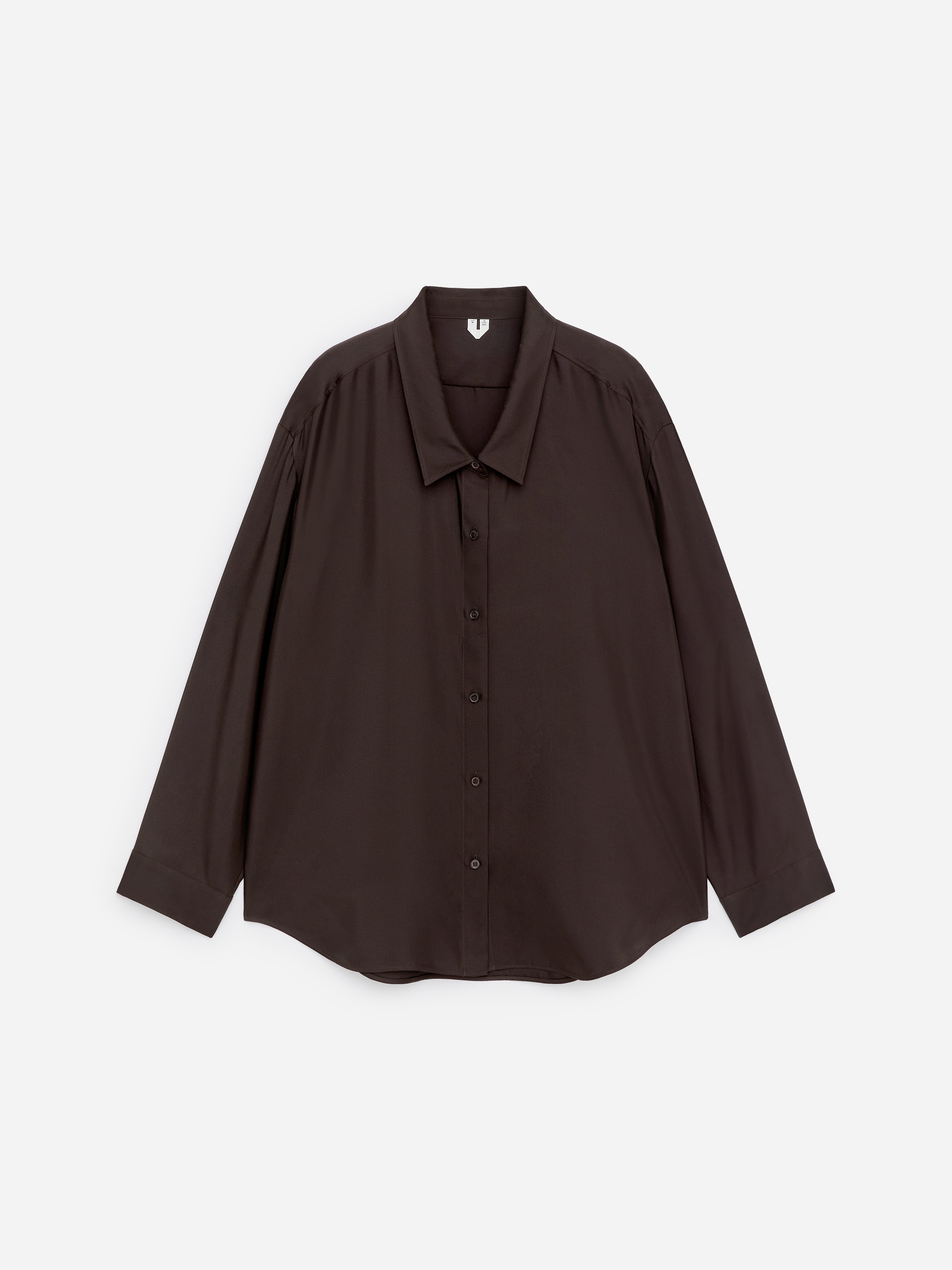 Риза от копринен туил - Тъмнокафяво/Светло розово