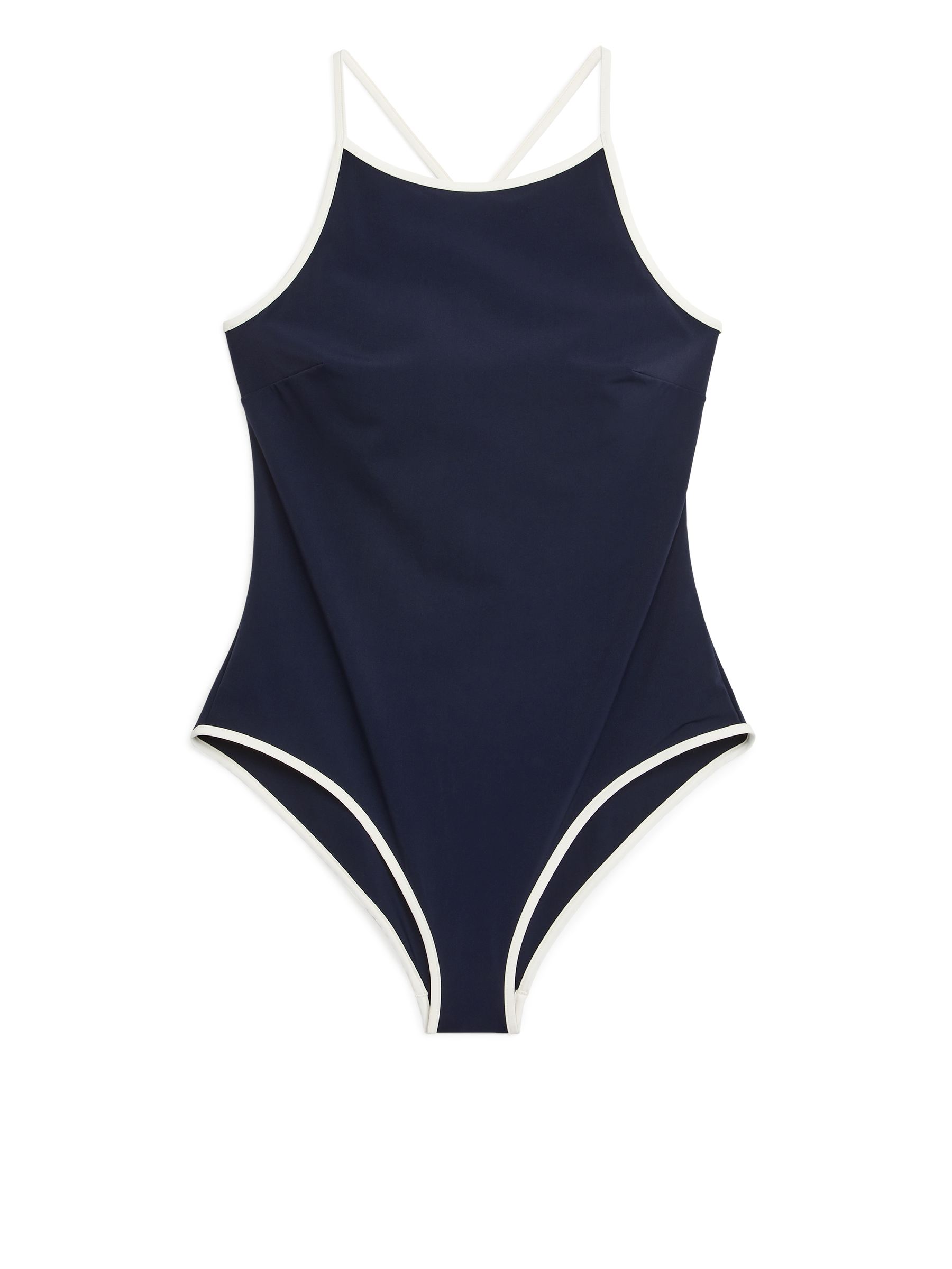 Contrast Binding Swimsuit - Dark Bue/White - Women - StillMedia/DescriptiveStillLife - 2