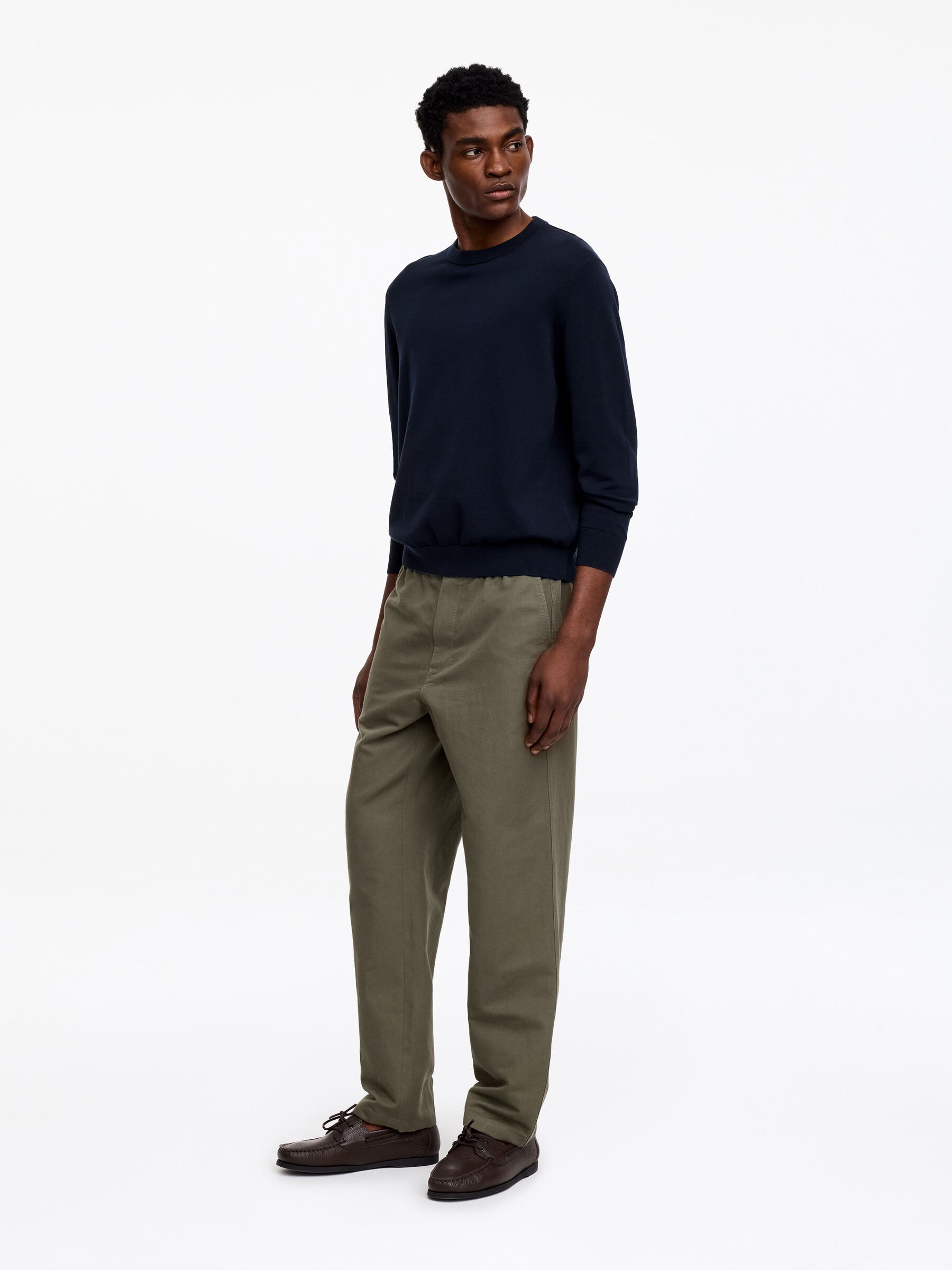 Linen Blend Trousers - Khaki Green - Relaxed fit - Men - StillMedia/Lookbook - 4