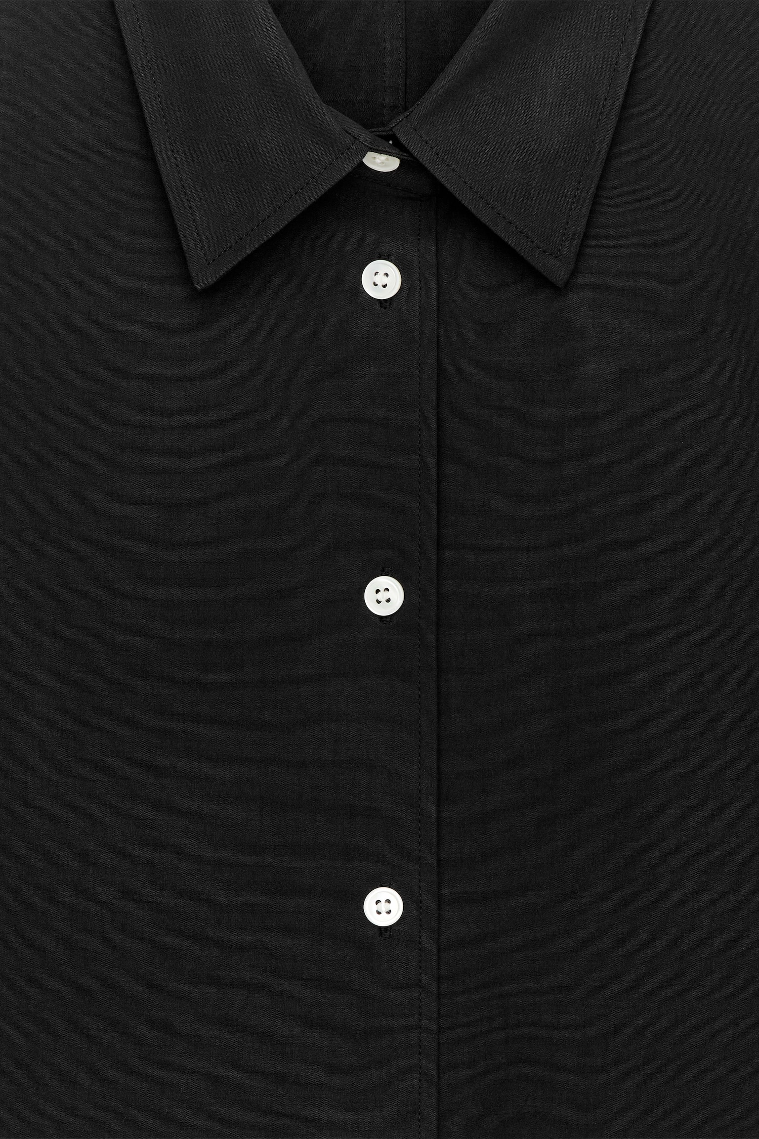 Cămașă cu deschidere curbată - Negru - 4