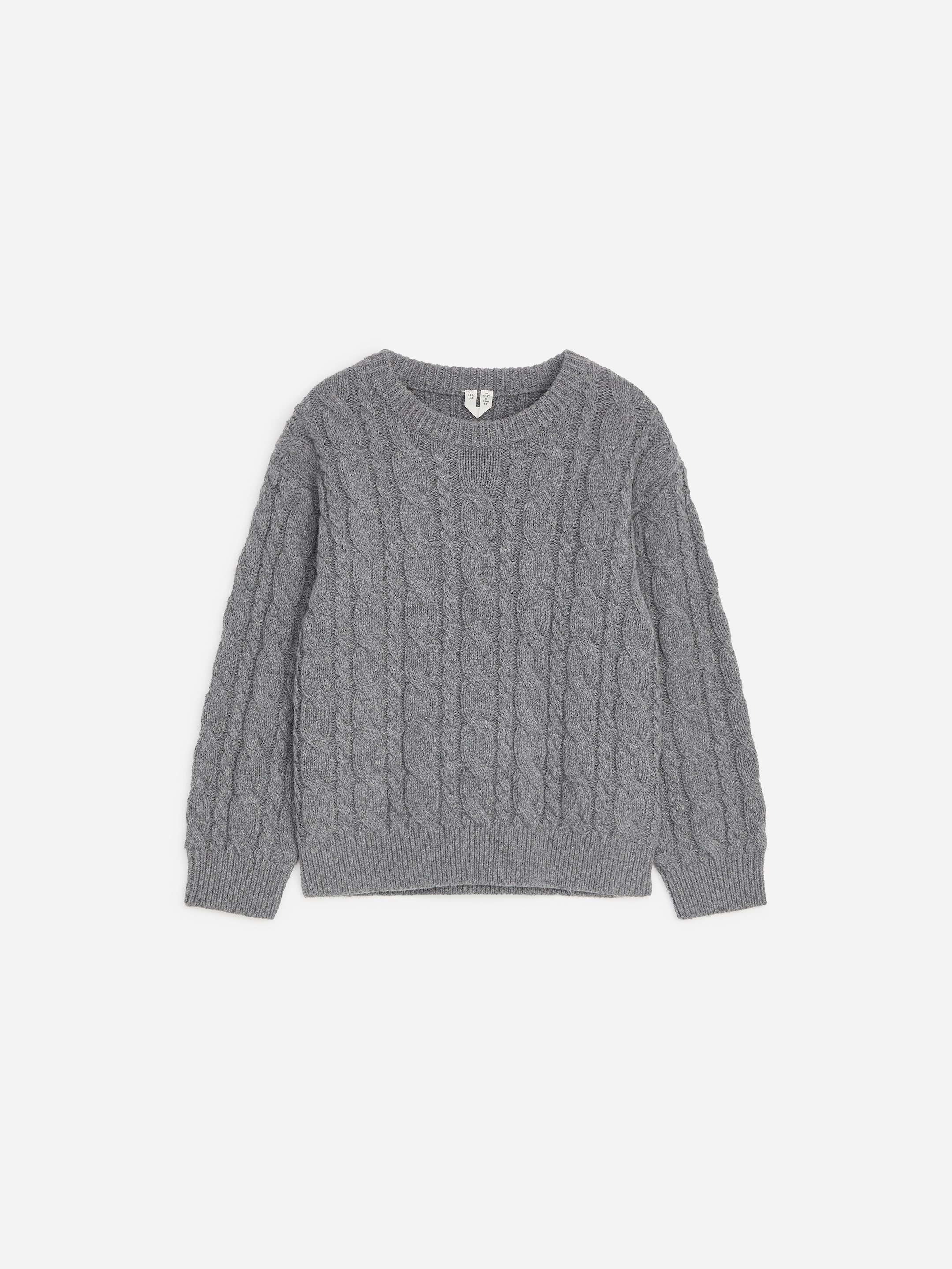 Cotton Wool Cable-Knit Jumper-Grey-21067
