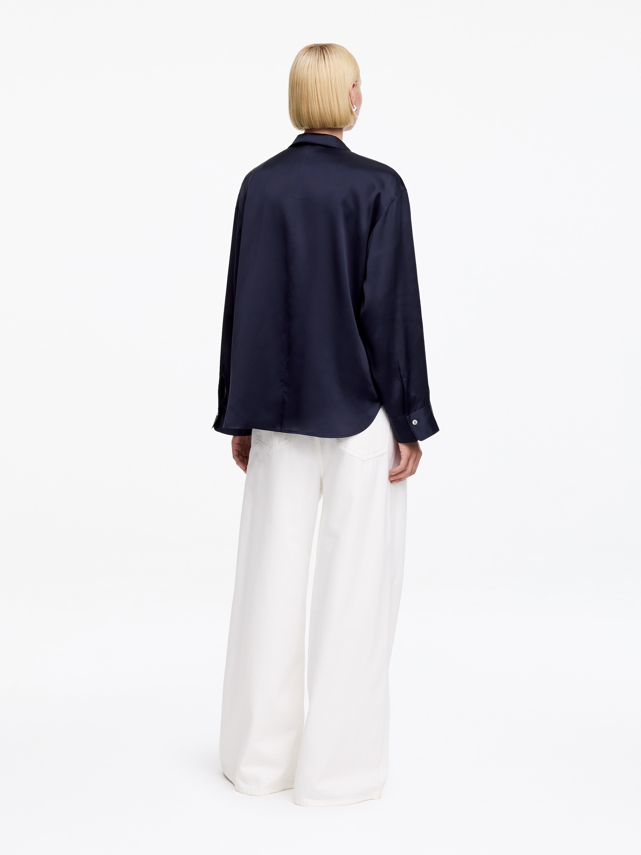Silk Satin Shirt - Dark Blue - Regular fit - Women - StillMedia/Lookbook - 5