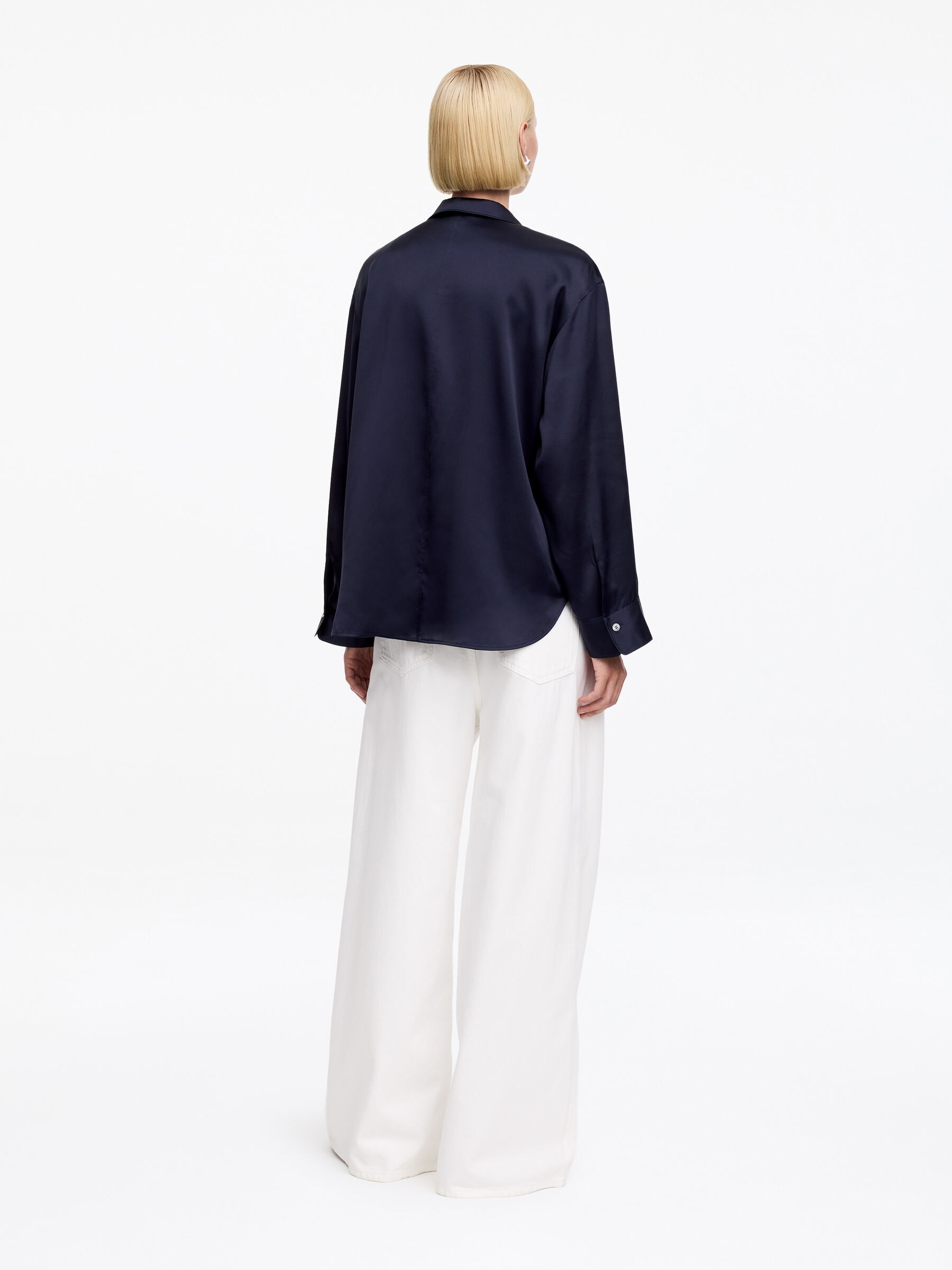 Silk Satin Shirt - Dark Blue - Regular fit - Women - StillMedia/Lookbook - 5